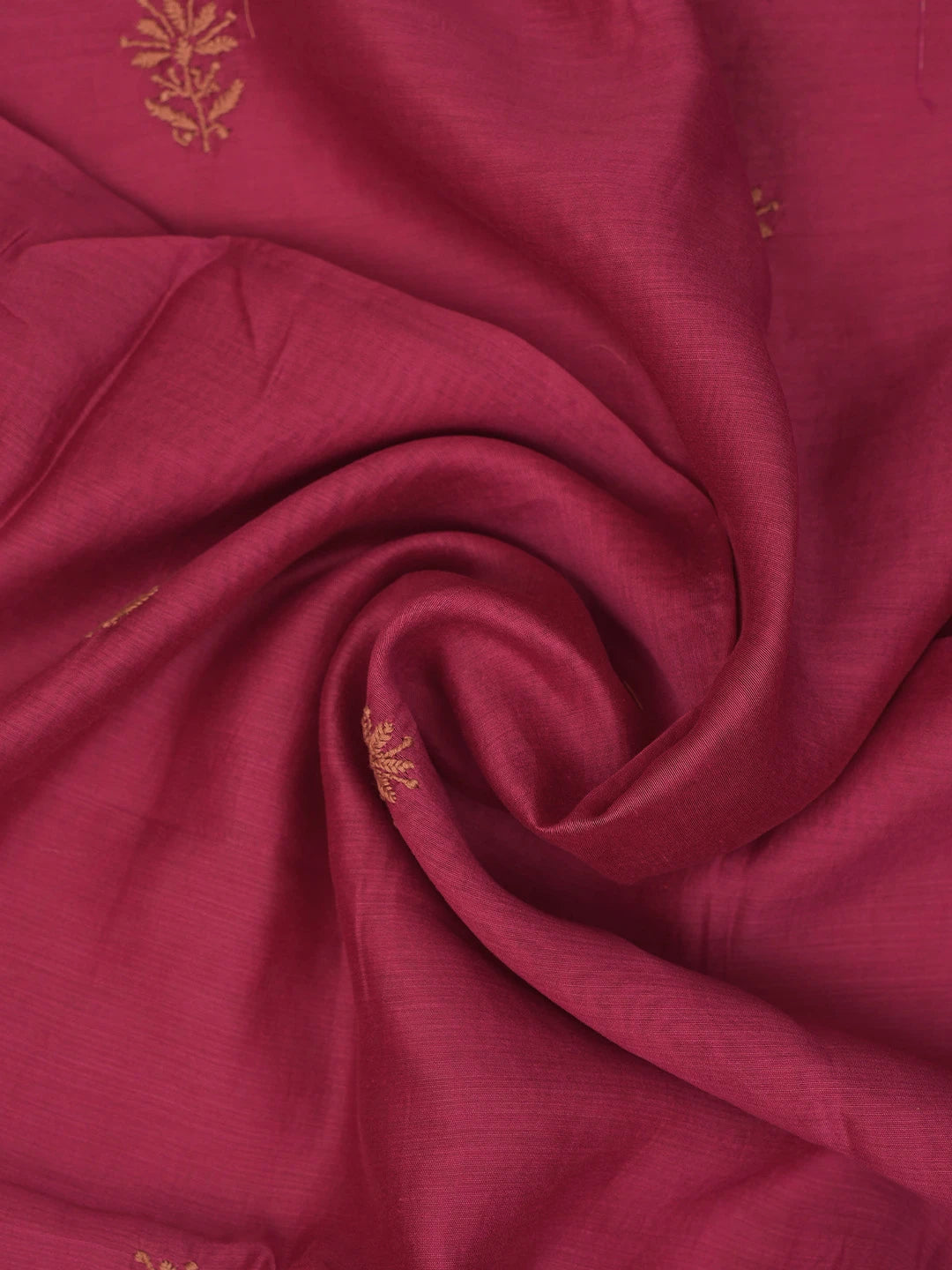 Ada Hand Embroidered Magenta Chanderi Lucknowi Chikankari Unstitched Kurta Dupatta Set 01A702256