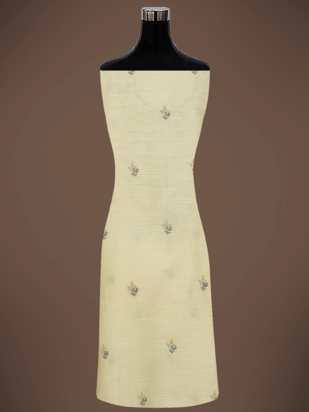 Ada Hand Embroidered Fawn Moonga Silk Lucknowi Chikankari Unstitched Kurta Dupatta Set 01A644574