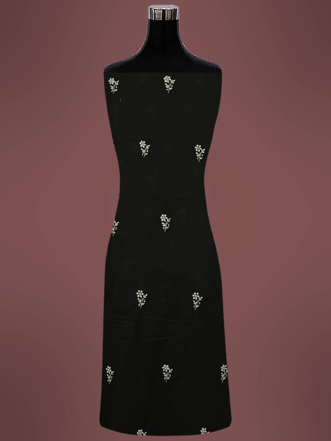 Ada Hand Embroidered Black Cotton Lucknowi Chikankari Unstitched Kurta Dupatta Set 01A727761
