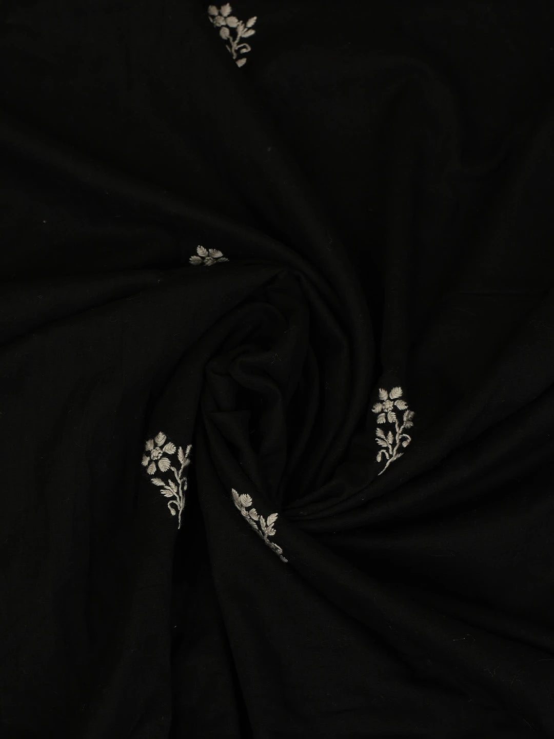 Ada Hand Embroidered Black Cotton Lucknowi Chikankari Unstitched Kurta Dupatta Set 01A727761