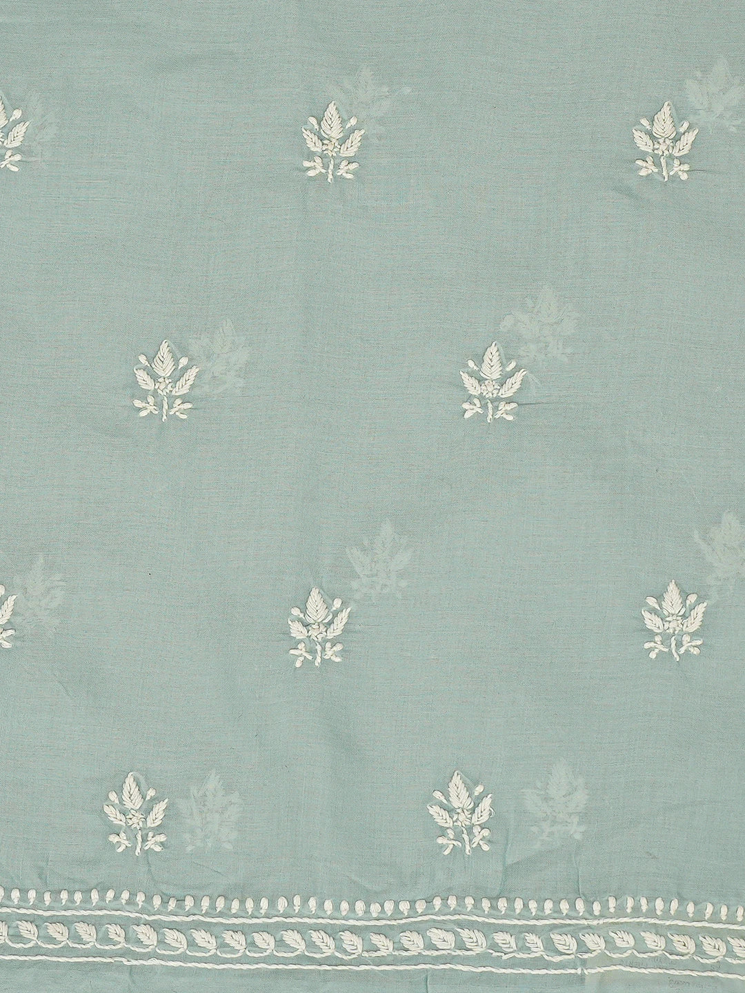 Ada Hand Embroidered Aqua Clear Blue Cotton Lucknowi Chikankari Unstitched Suit Piece With Cutdana Work 01A678203