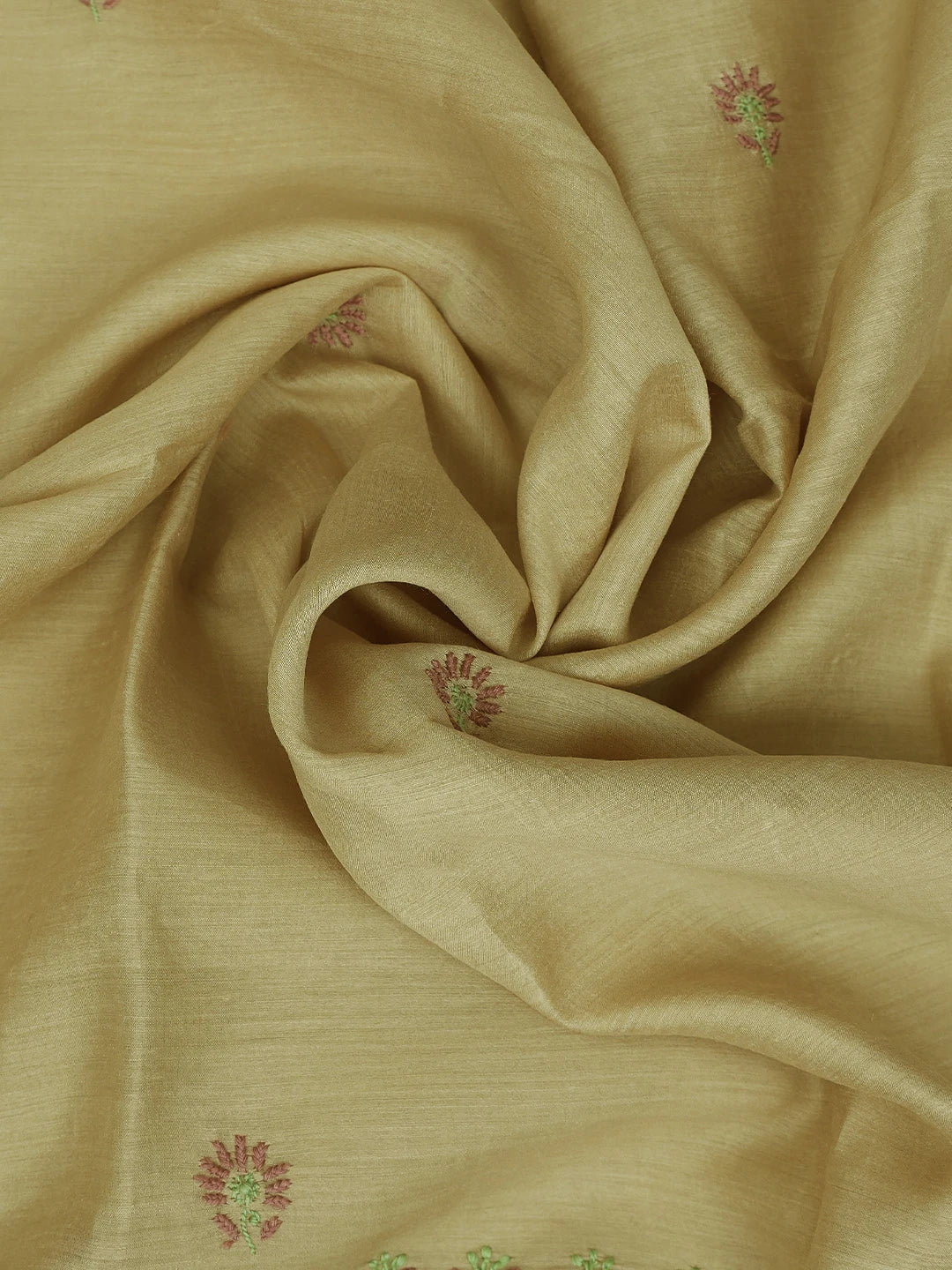 Ada Hand Embroidered Fawn Moonga Silk Lucknowi Chikankari Unstitched Kurta Dupatta Set 01A698621