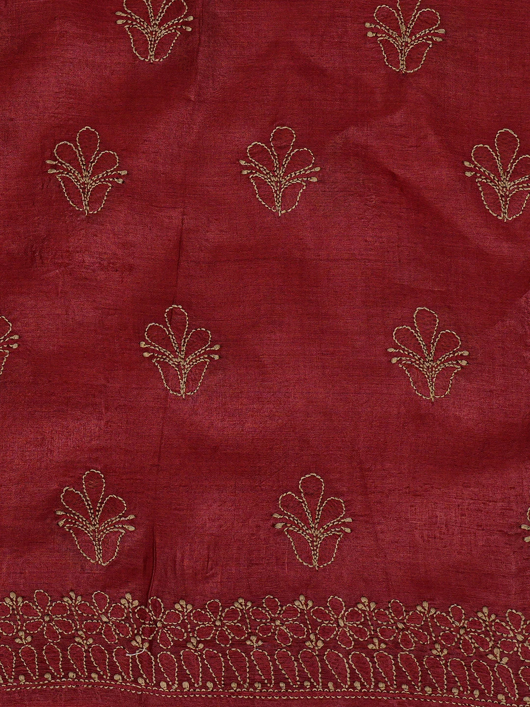 Ada Hand Embroidered Maroon Silk Lucknowi Chikankari Unstitched Suit Piece 01A702852