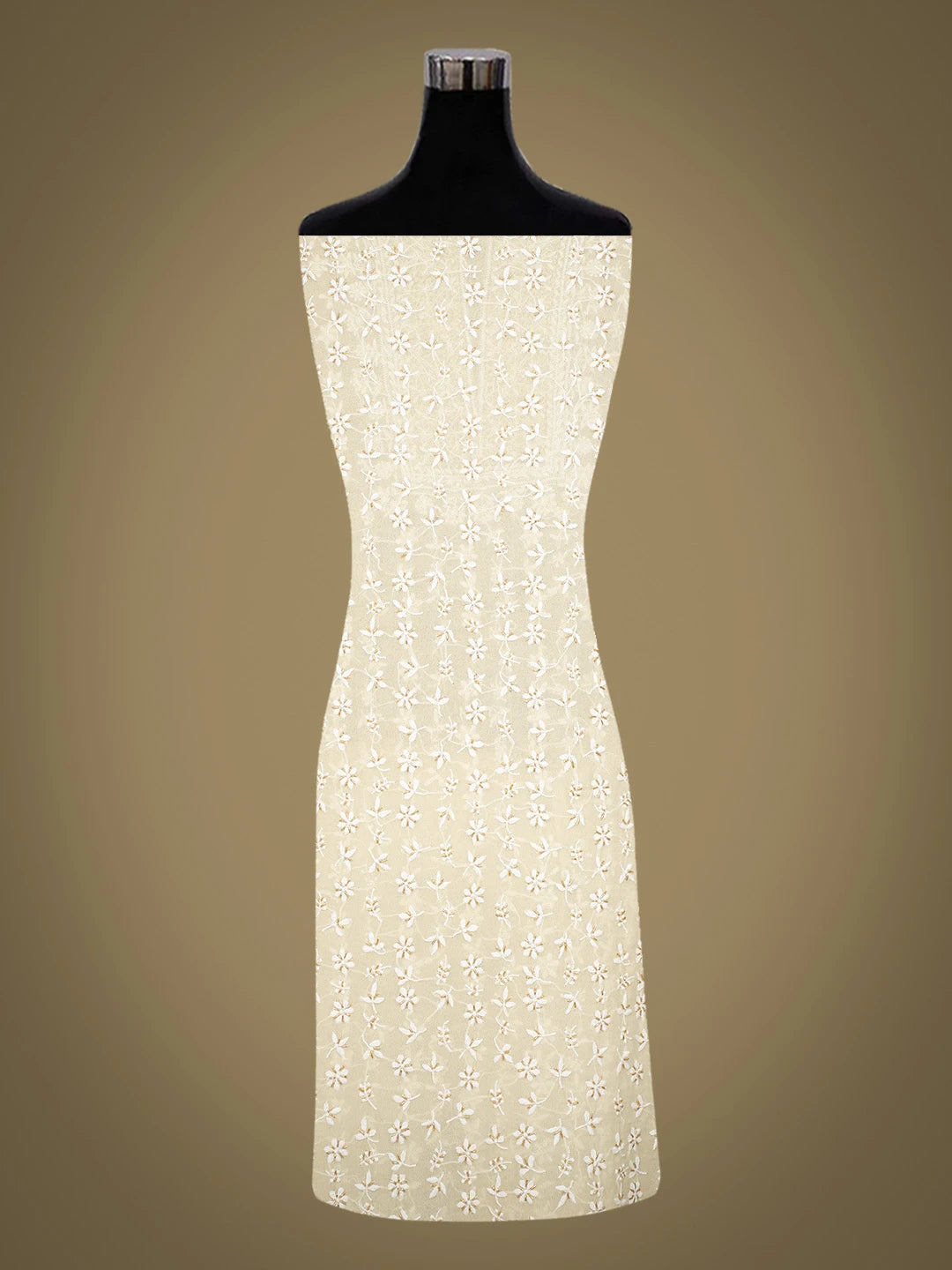 Ada Hand Embroidered Fawn Pure Georgette Lucknowi Chikankari Unstitched Kurta Dupatta Set With Cutdana Work 01A604533