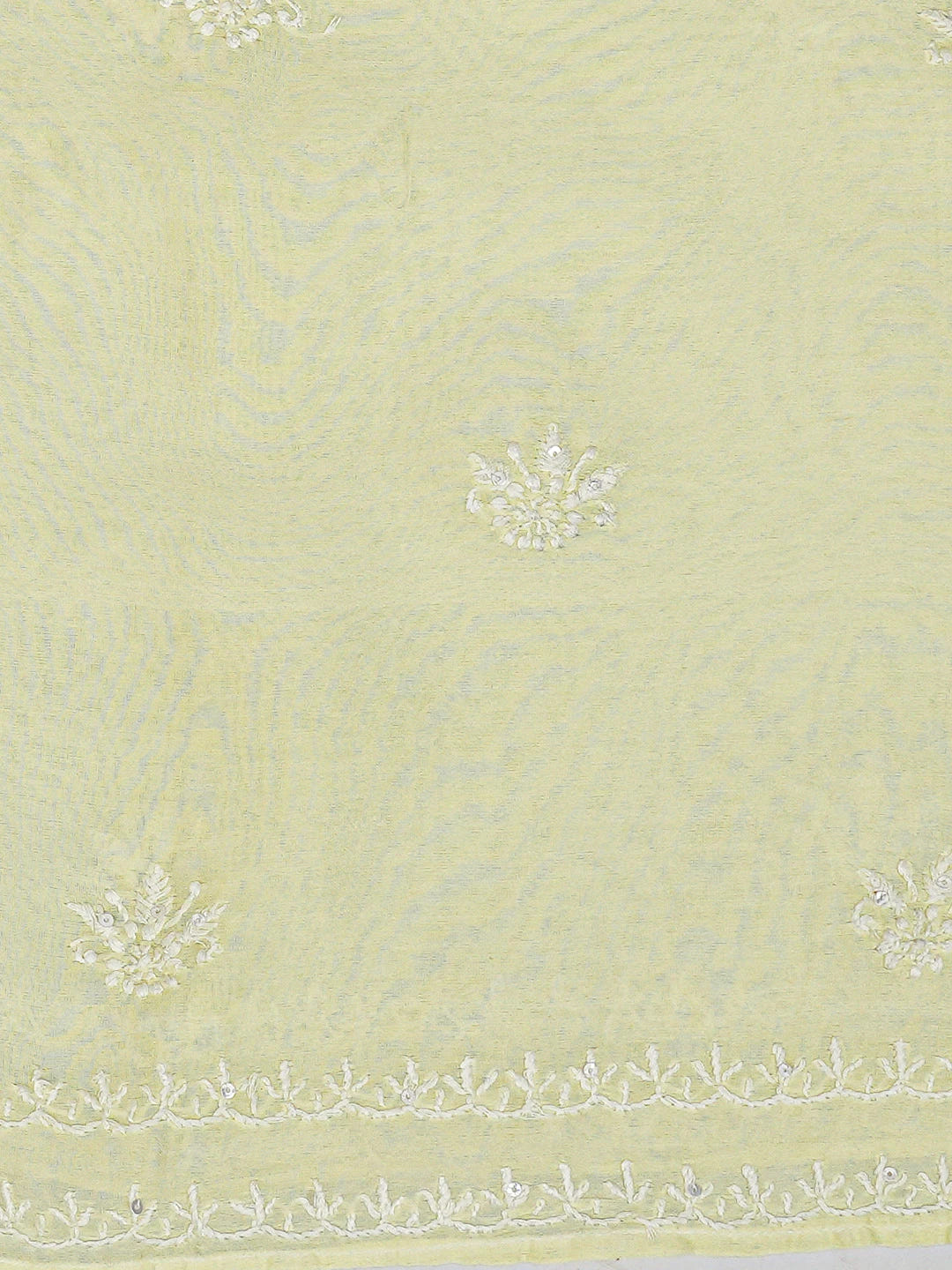 Ada Hand Embroidered Lemon Yellow Chanderi Lucknowi Chikankari Semi-Stitched Kurta Dupatta Set With Cutdana Work 01A361716