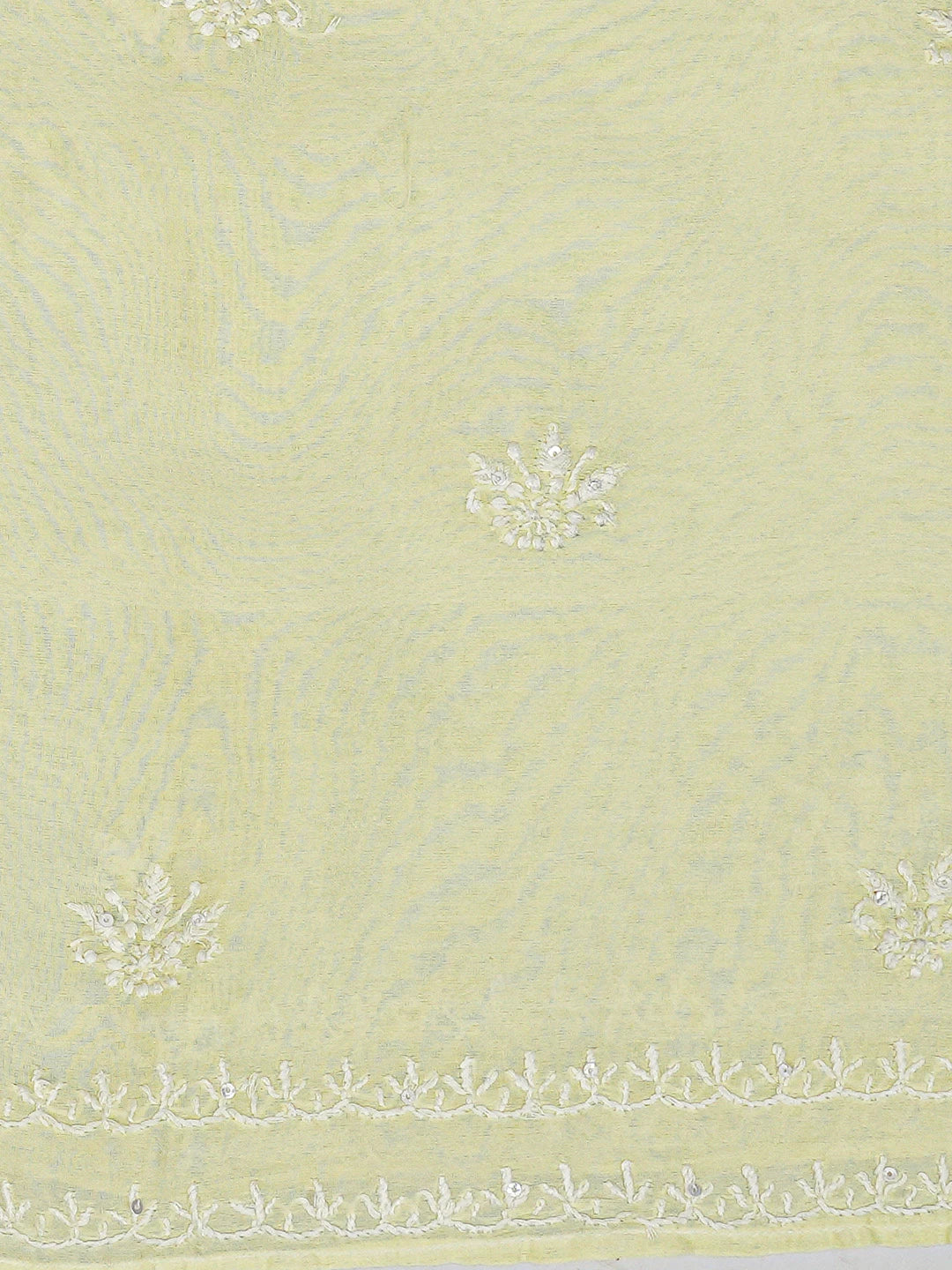 Ada Hand Embroidered Lemon Yellow Chanderi Lucknowi Chikankari Semi-Stitched Kurta Dupatta Set With Cutdana Work 01A361716