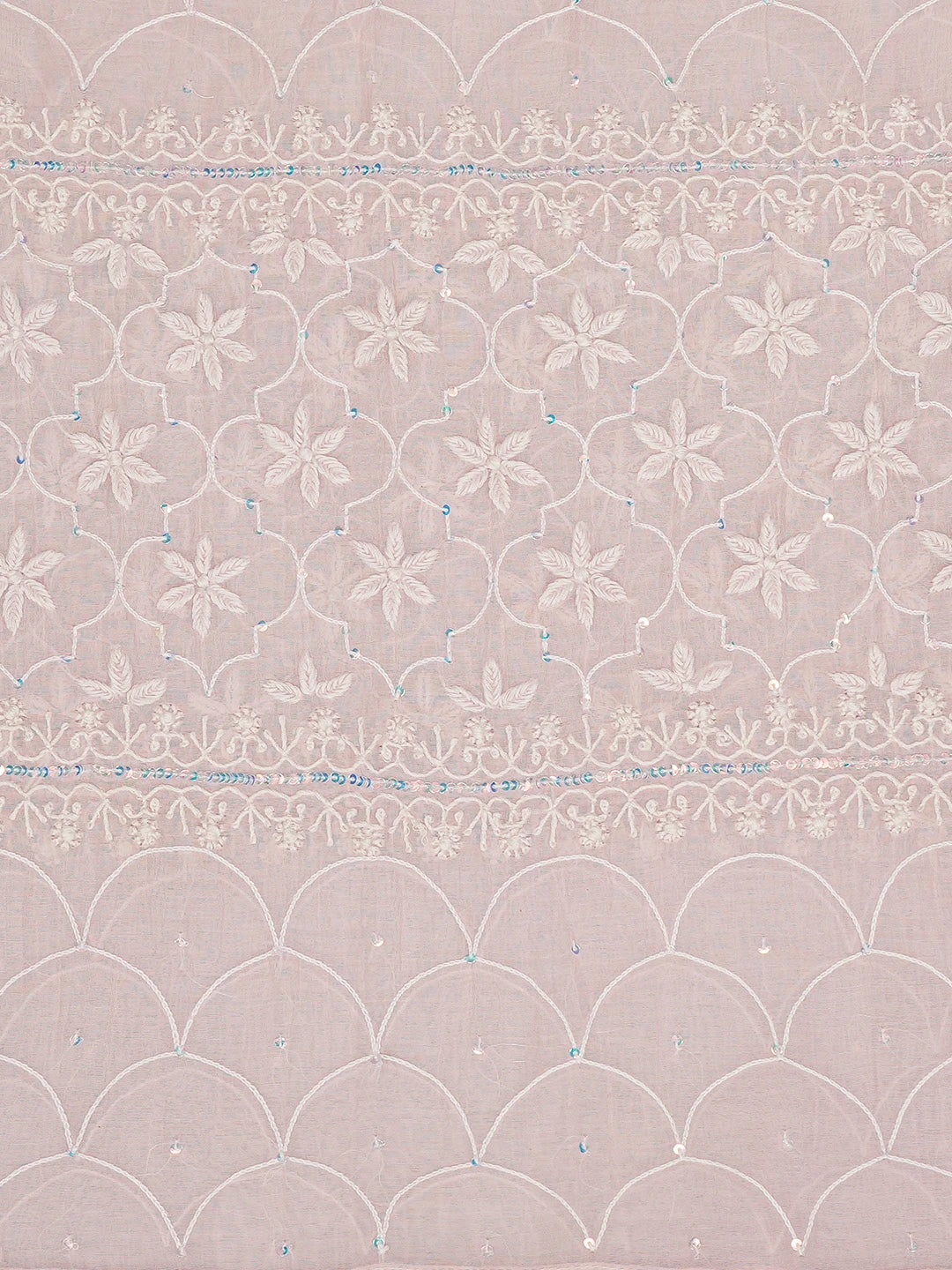 Ada Hand Embroidered Pink Chanderi Lucknowi Chikankari Semi-Stitched Kurta Dupatta Set With Cutdana Work 01A660721