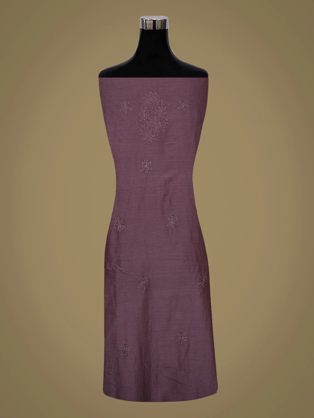 Ada Hand Embroidered Japanese Violet Chanderi Lucknowi Chikankari Unstitched Kurta Dupatta Set 01A715757