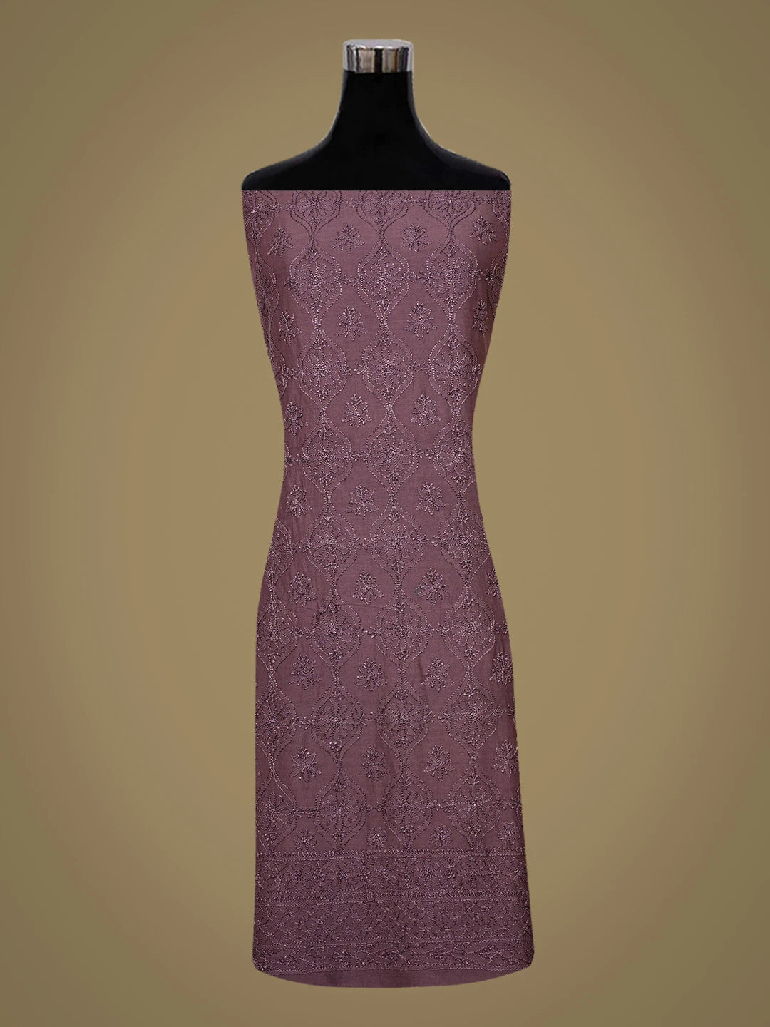 Ada Hand Embroidered Japanese Violet Chanderi Lucknowi Chikankari Unstitched Kurta Dupatta Set 01A715757