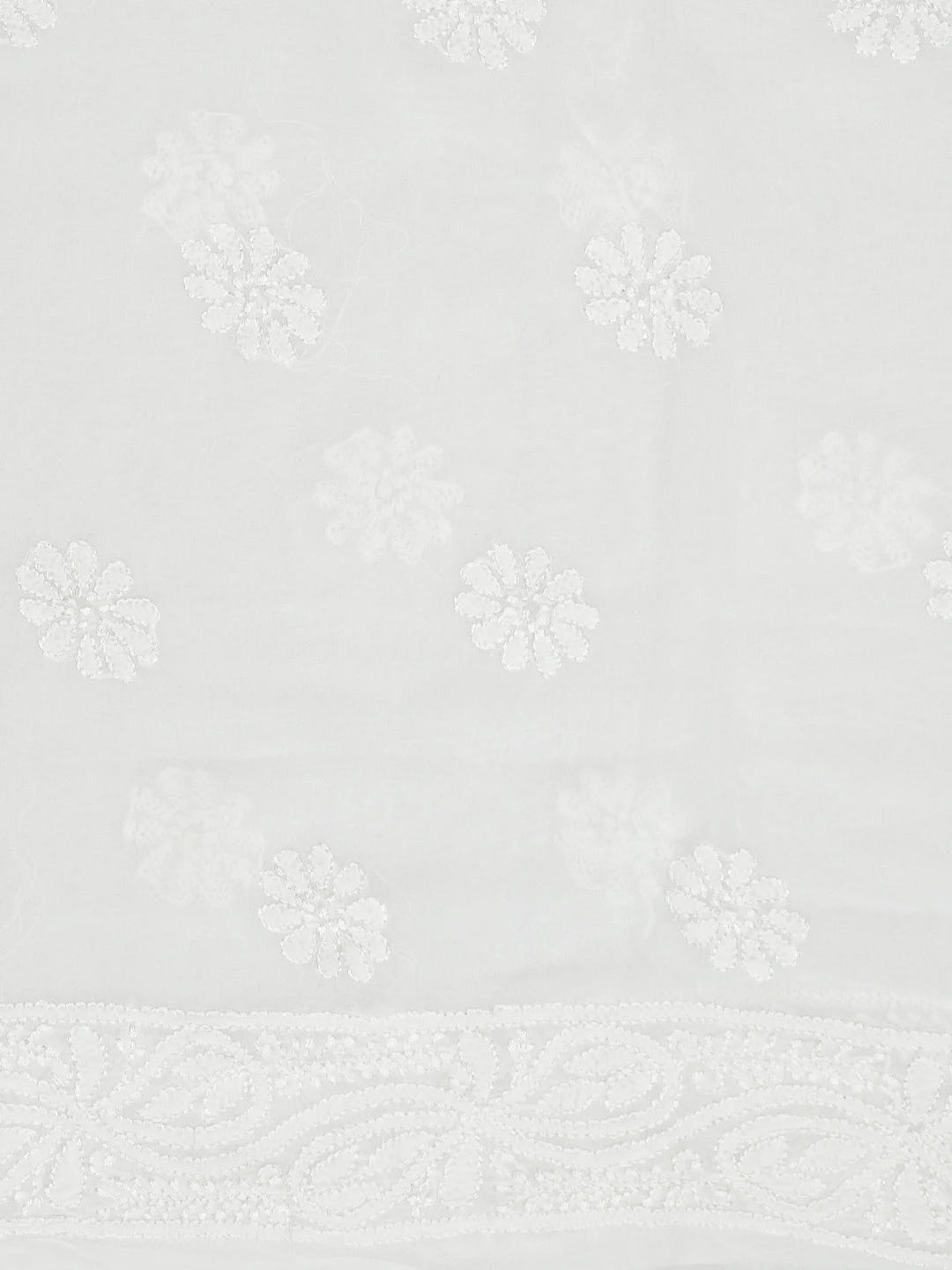 Ada Hand Embroidered White Viscose Georgette Lucknowi Chikankari Unstitched Kurta Dupatta Set 01A706301