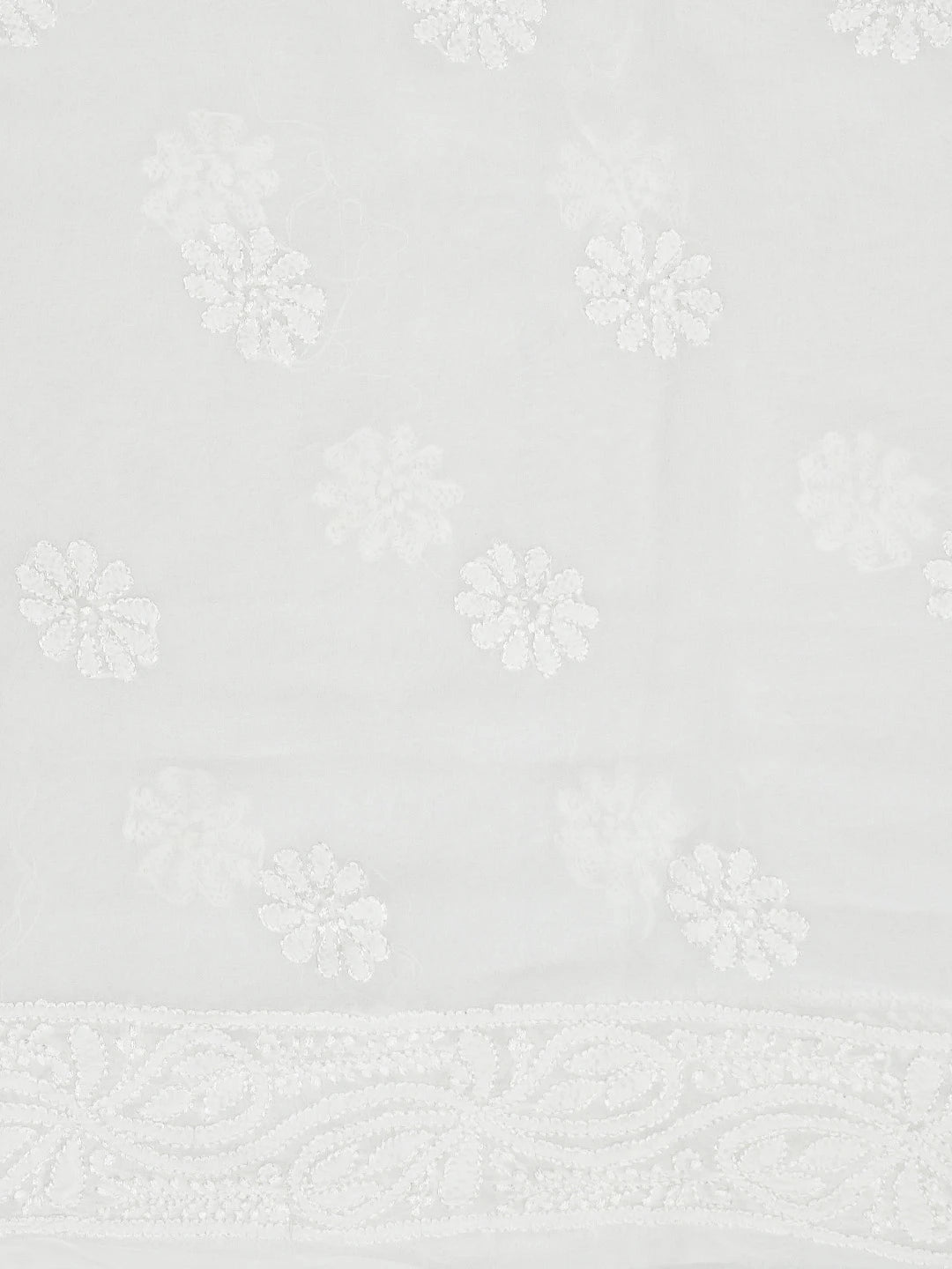 Ada Hand Embroidered White Viscose Georgette Lucknowi Chikankari Unstitched Kurta Dupatta Set 01A706301