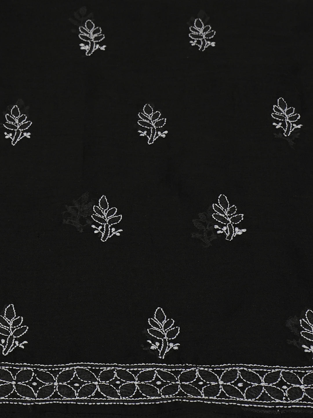 Ada Hand Embroidered Black Cotton Lucknowi Chikankari Unstitched Kurta Piece 01A607347