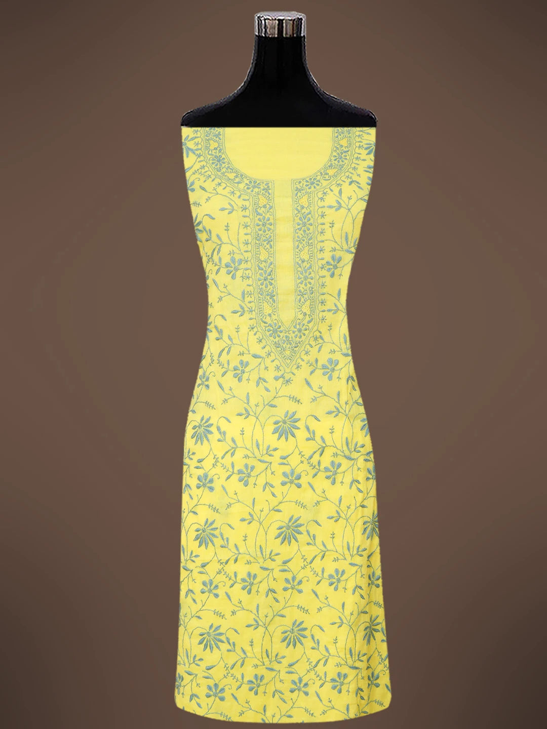 Ada Hand Embroidered Lemon Cotton Lucknowi Chikankari Unstitched Suit Piece 01A693502