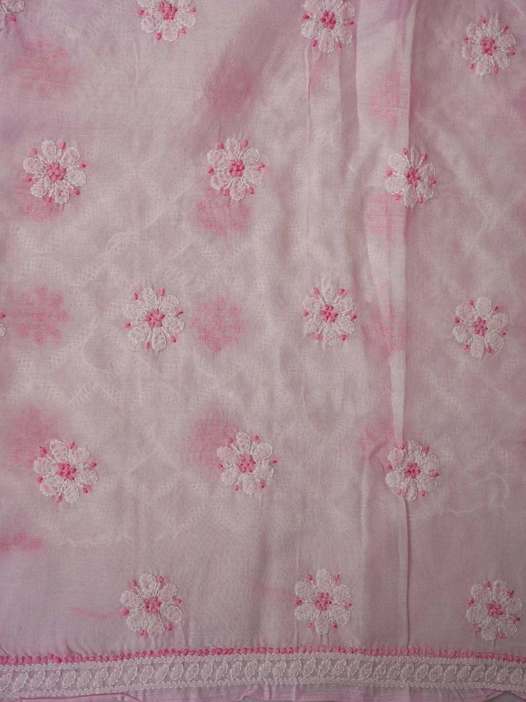 Ada Hand Embroidered Pink Cotton Lucknowi Chikankari Unstitched Kurta Piece 01A724493
