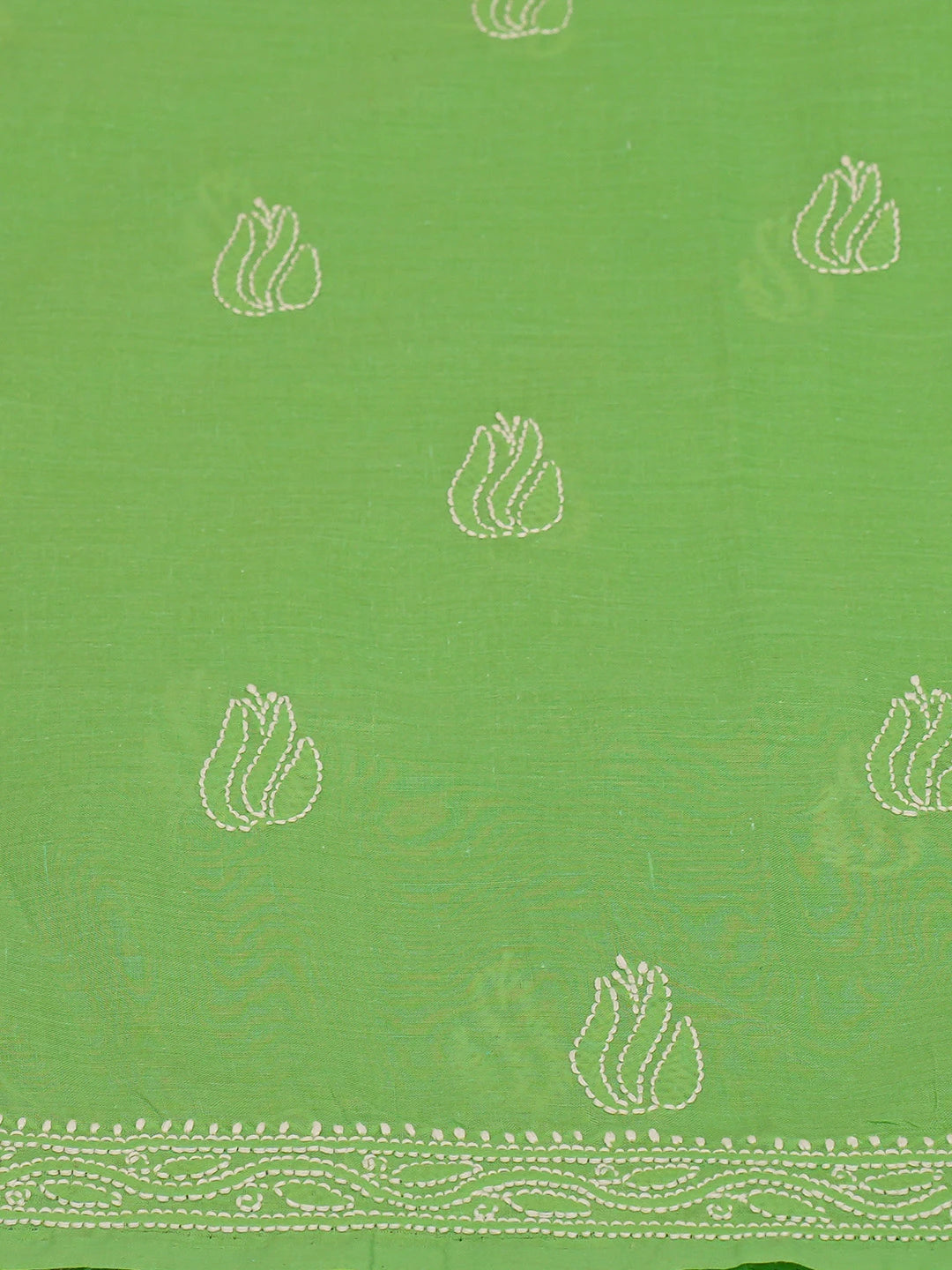 Ada Hand Embroidered Lime Green Cotton Lucknowi Chikankari Unstitched Kurta Piece 01A725135