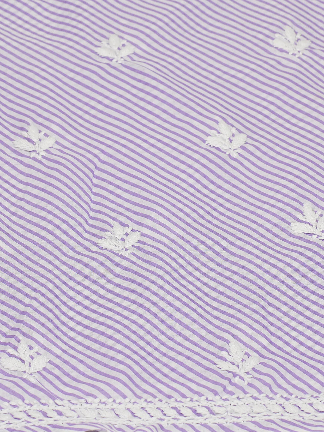 Ada Hand Embroidered Mauve and White Lehariya Print Cotton Lucknowi Chikankari Unstitched Kurta Piece 01A658424