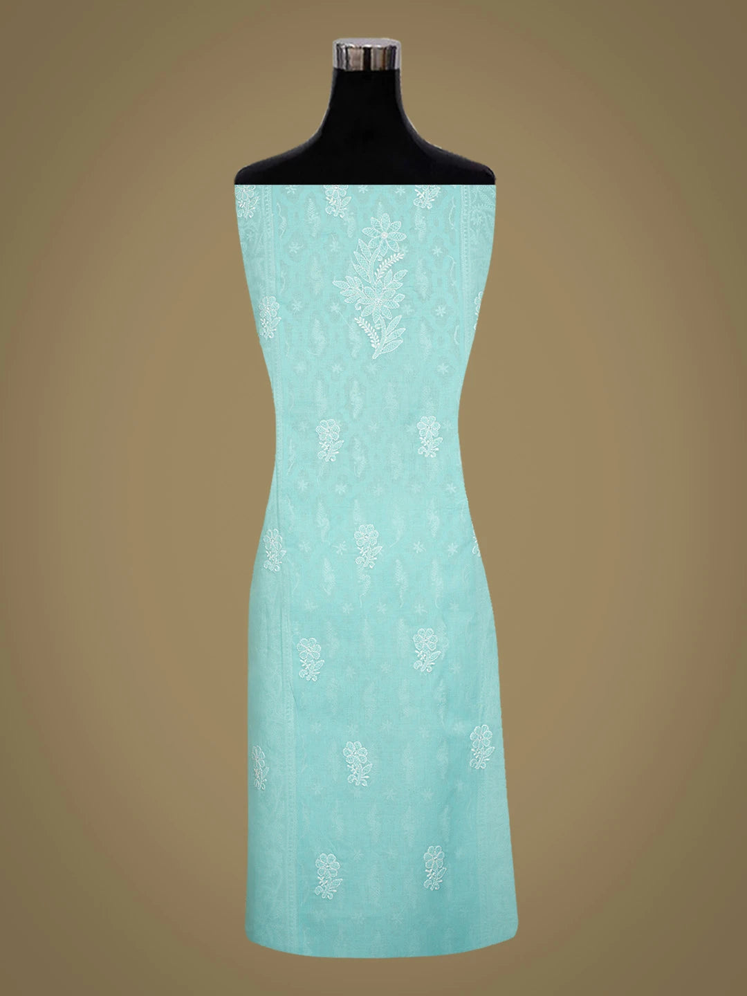 Ada Hand Embroidered Blue Cotton Lucknowi Chikankari Semi-Stitched Kurta Piece 01A723350