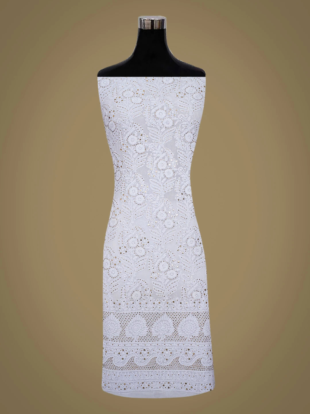 Ada Hand Embroidered Mauve Viscose Georgette Lucknowi Chikankari Unstitched Kurta Piece With Mukaish Work 01A397908