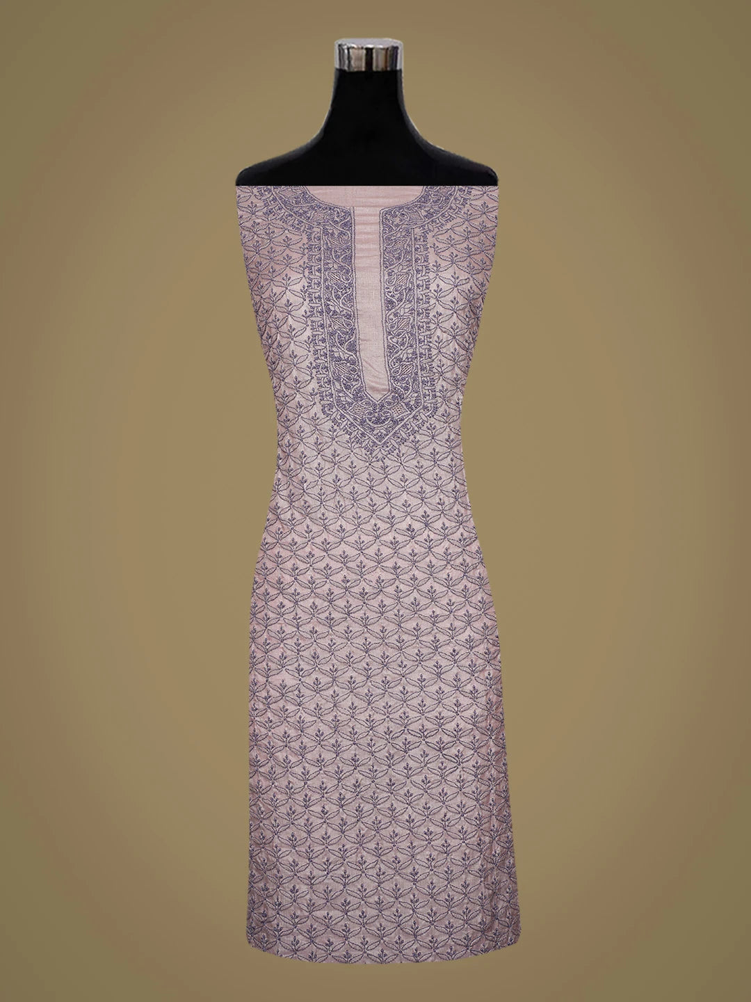 Ada Hand Embroidered Lavender Silk Lucknowi Chikankari Unstitched Kurta Piece 01A722194