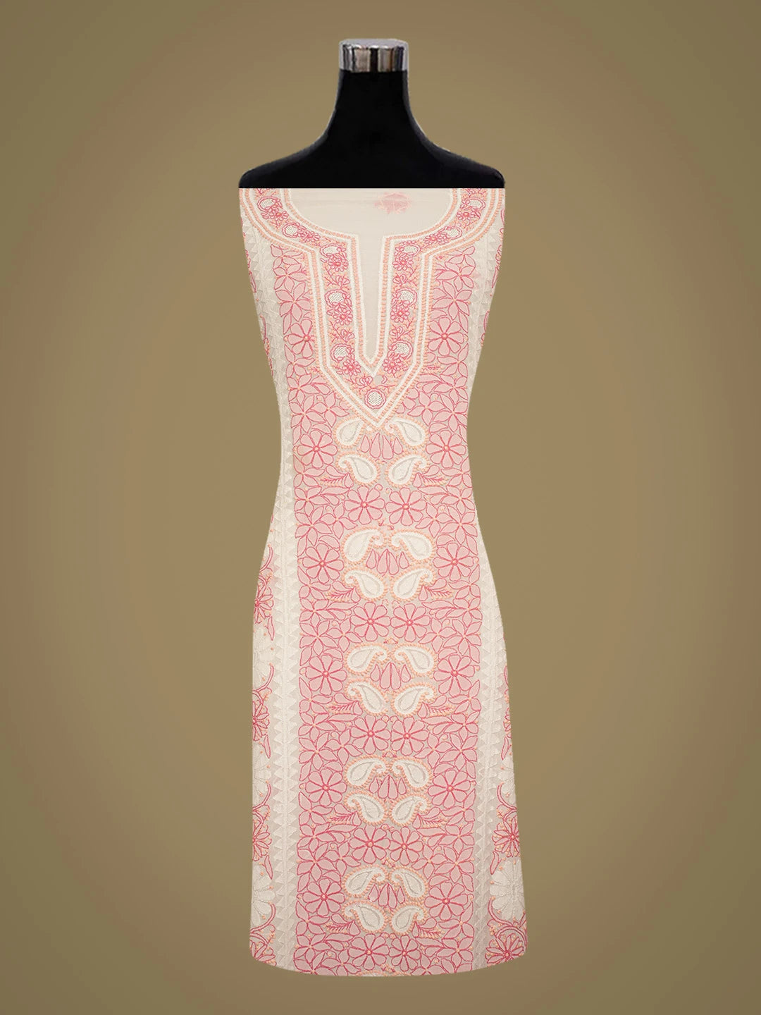 Ada Hand Embroidered White Viscose Georgette Lucknowi Chikankari Unstitched Kurta Piece 01A635387