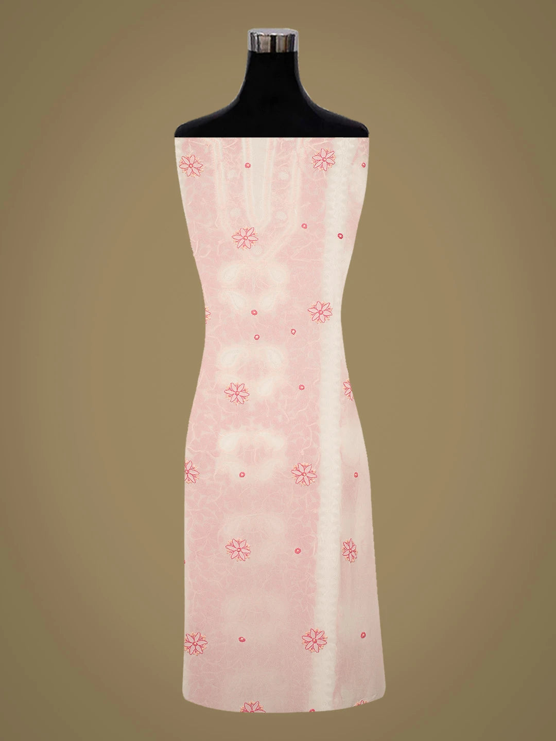 Ada Hand Embroidered White Viscose Georgette Lucknowi Chikankari Unstitched Kurta Piece 01A635387