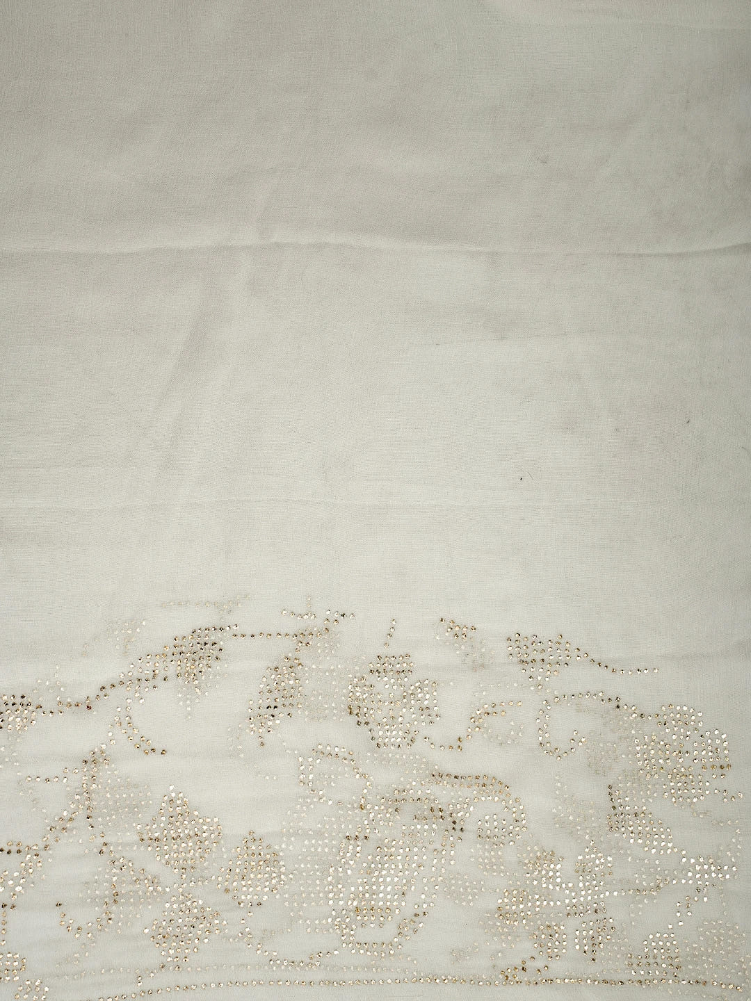 Ada Hand Embroidered White Chiffon Lucknowi Saree and Blouse With Muqaish Work 01A726096