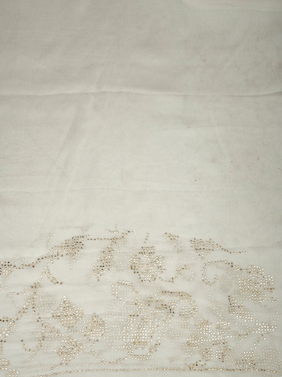 Ada Hand Embroidered White Chiffon Lucknowi Saree and Blouse With Muqaish Work 01A726096