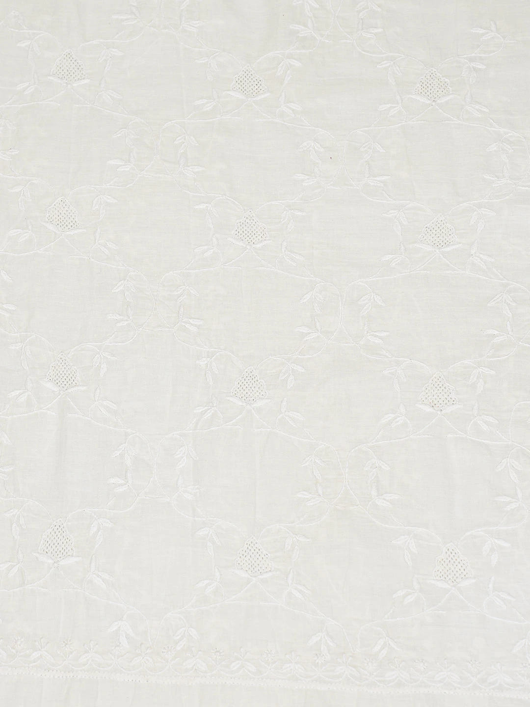 Ada Hand Embroidered White Cotton Lucknowi Chikankari Unstitched Kurta Dupatta Set 01A728972