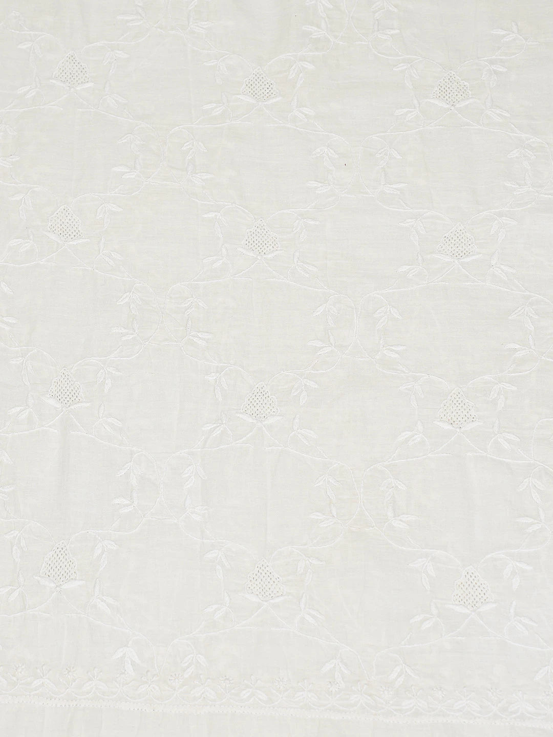 Ada Hand Embroidered White Cotton Lucknowi Chikankari Unstitched Kurta Dupatta Set 01A728972