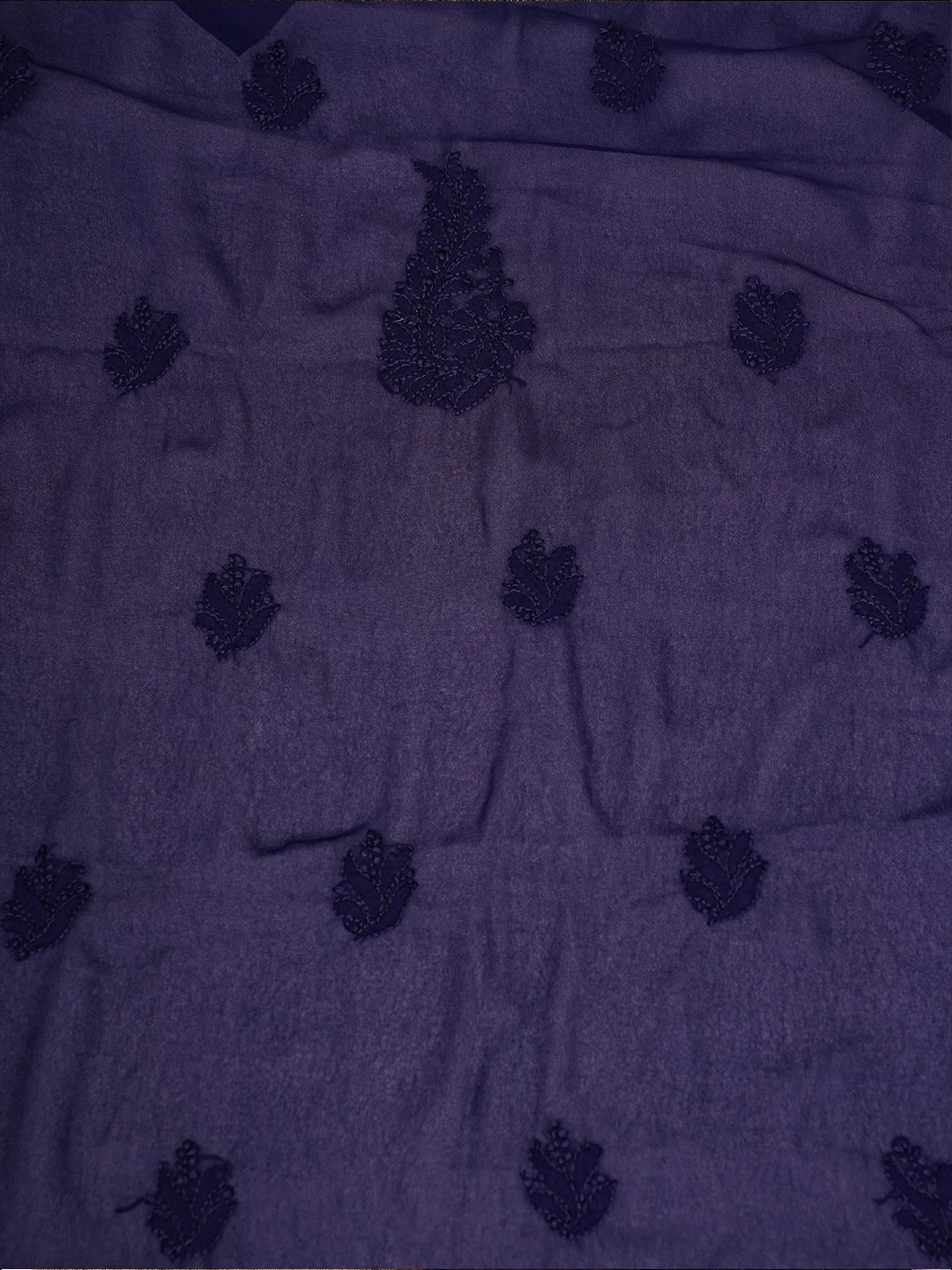 Ada Hand Embroidered Navy Blue Georgette Lucknowi Chikankari Unstitched Suit Piece A211284