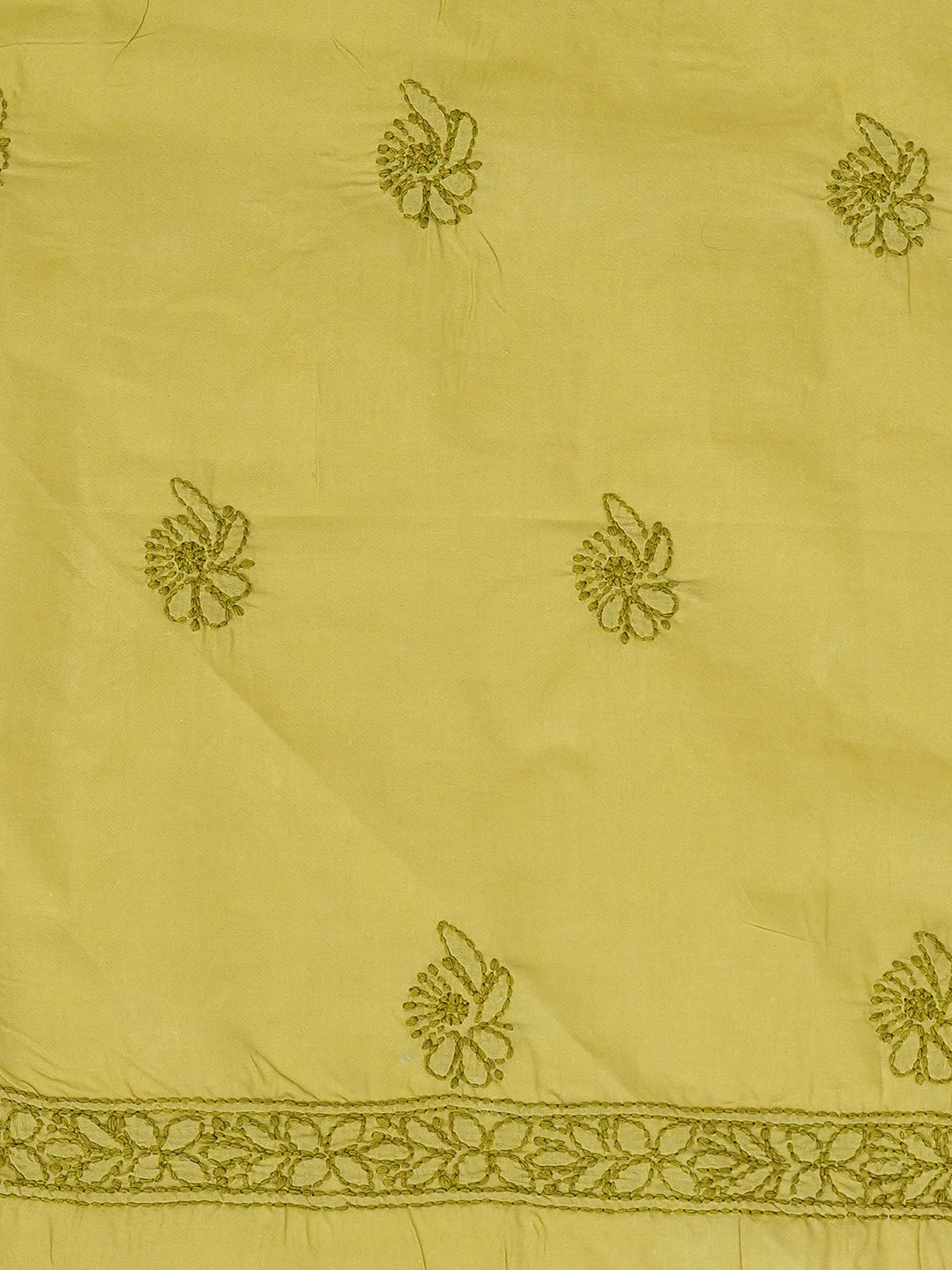 Ada Hand Embroidered Mehendi Green Cotton Lucknowi Chikankari Unstitched Men's Kurta Piece 01A706056