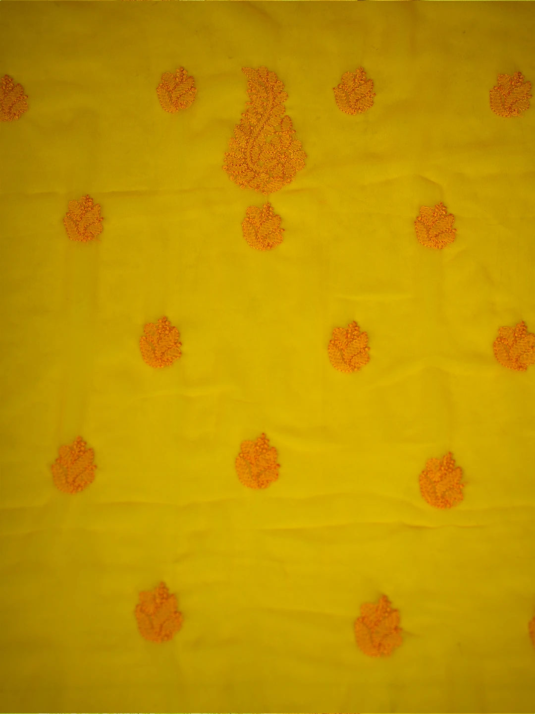 Ada Hand Embroidered Yellow Georgette Lucknowi Chikankari Unstitched Suit Piece A211285