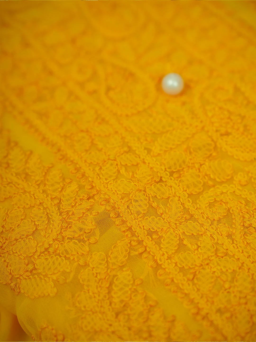 Ada Hand Embroidered Yellow Georgette Lucknowi Chikankari Unstitched Suit Piece A211285