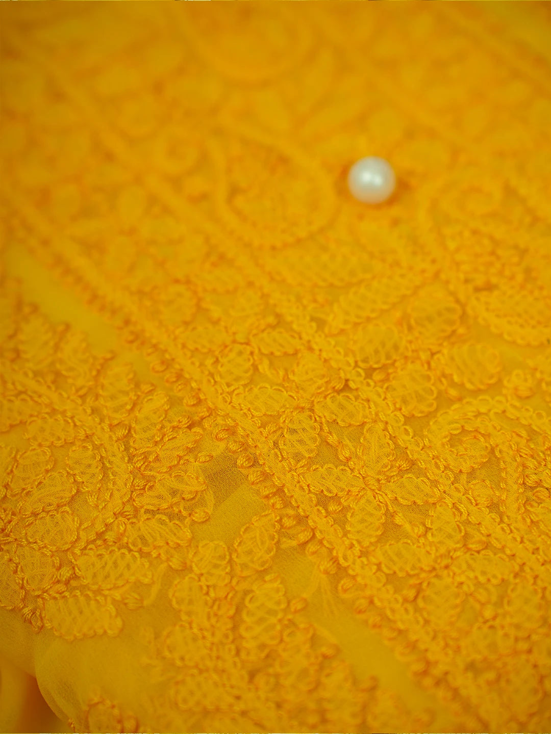 Ada Hand Embroidered Yellow Georgette Lucknowi Chikankari Unstitched Suit Piece A211285