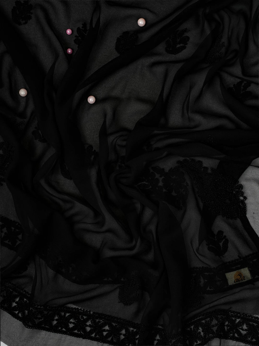 Ada Hand Embroidered Jet Black Georgette Lucknowi Chikankari Unstitched Suit Piece A211287