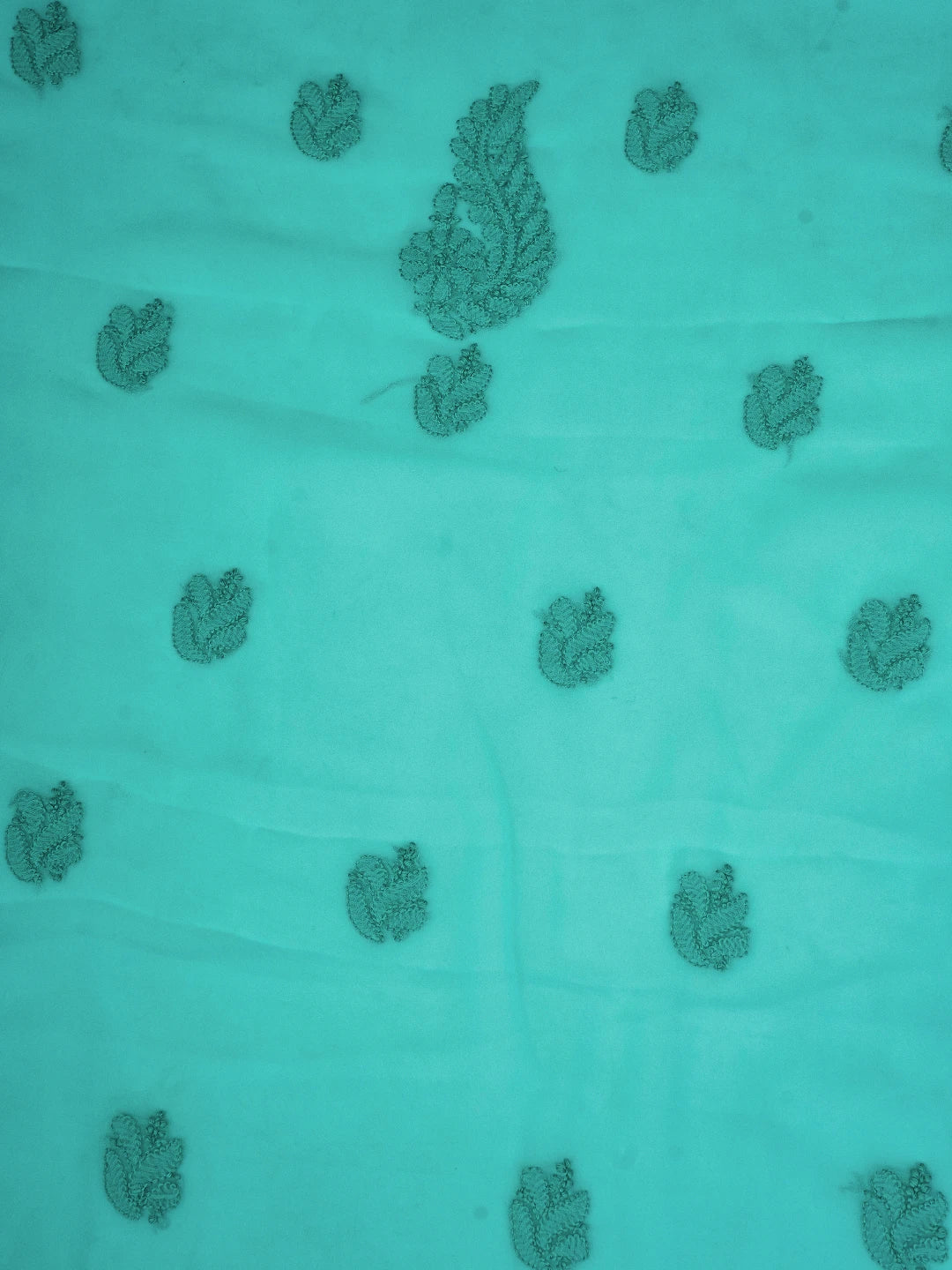 Ada Hand Embroidered Sea Green Georgette Lucknowi Chikankari Unstitched Suit Piece A211288