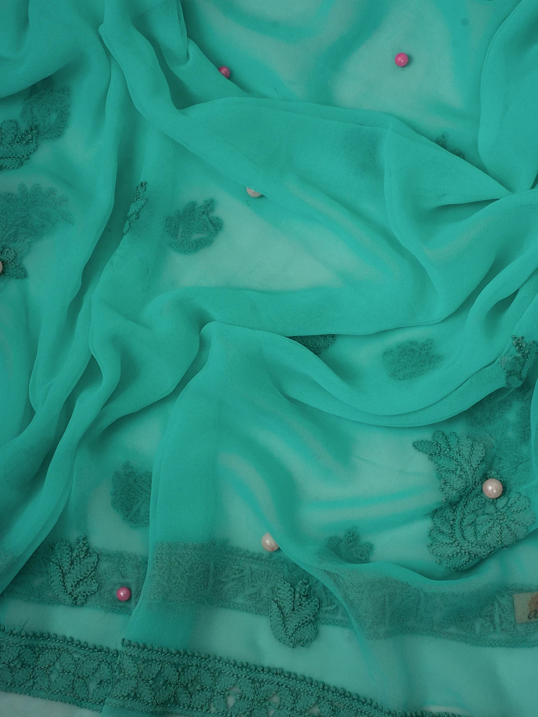 Ada Hand Embroidered Sea Green Georgette Lucknowi Chikankari Unstitched Suit Piece A211288
