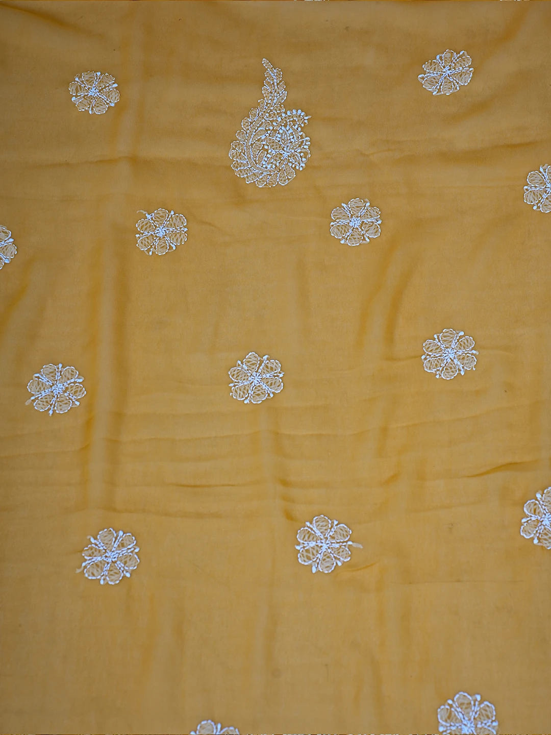Ada Hand Embroidered Mustard Georgette Lucknowi Chikankari Unstitched Suit Piece A211306