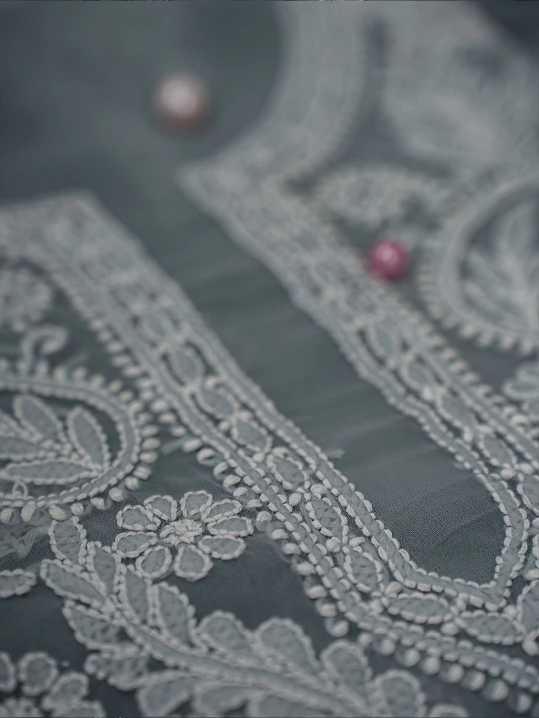 Ada Hand Embroidered Grey Georgette Lucknowi Chikankari Unstitched Suit Piece A211307