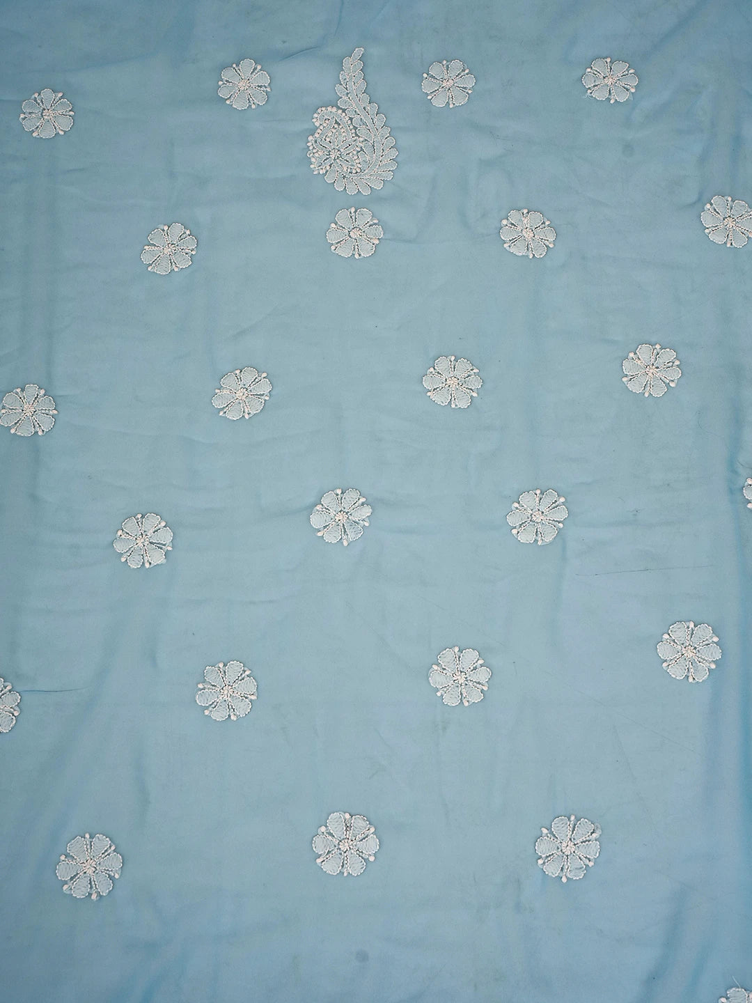 Ada Hand Embroidered Powder Blue Georgette Lucknowi Chikankari Unstitched Suit Piece A211311