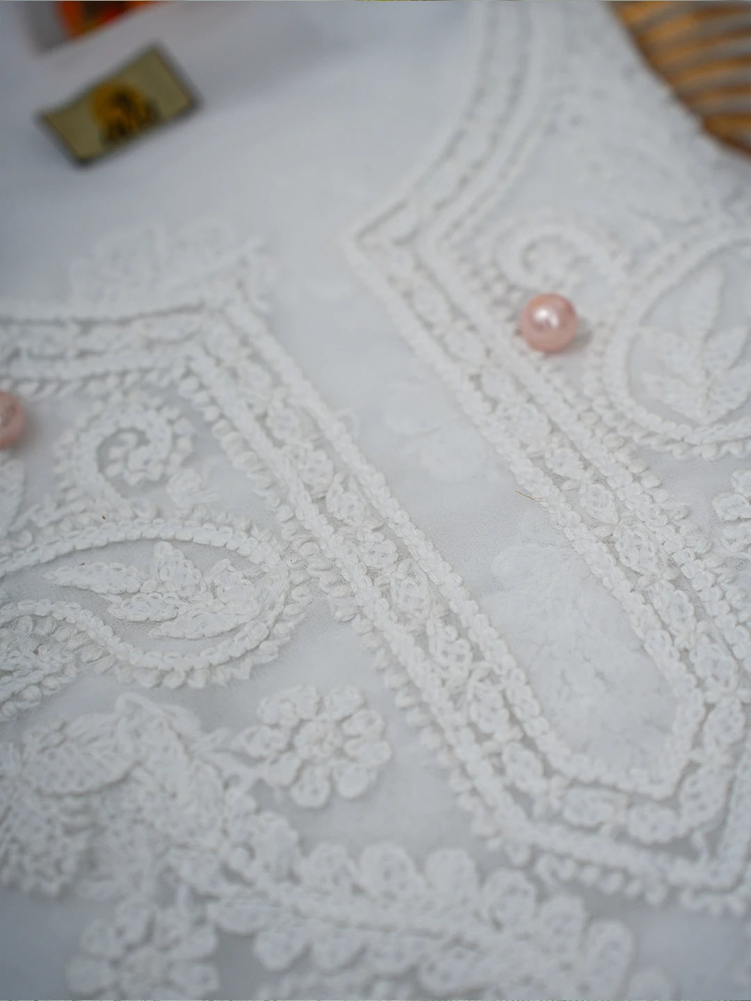 Ada Hand Embroidered White Georgette Lucknowi Chikankari Unstitched Suit Piece A211314