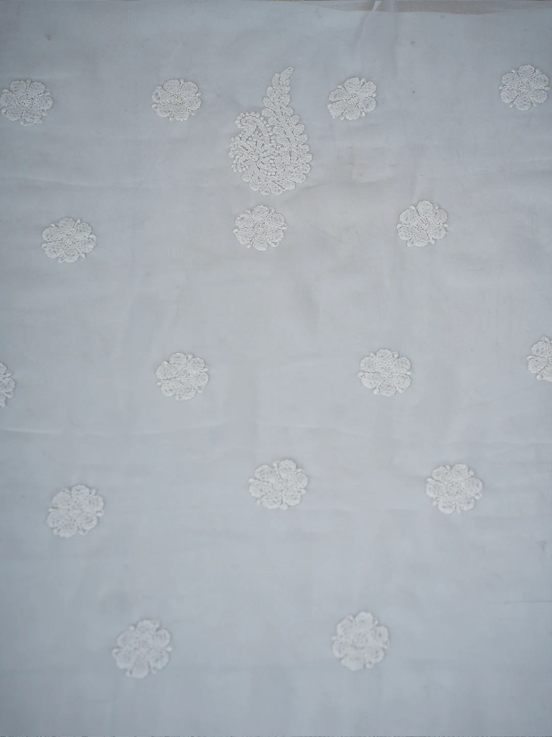 Ada Hand Embroidered White Georgette Lucknowi Chikankari Unstitched Suit Piece A211314