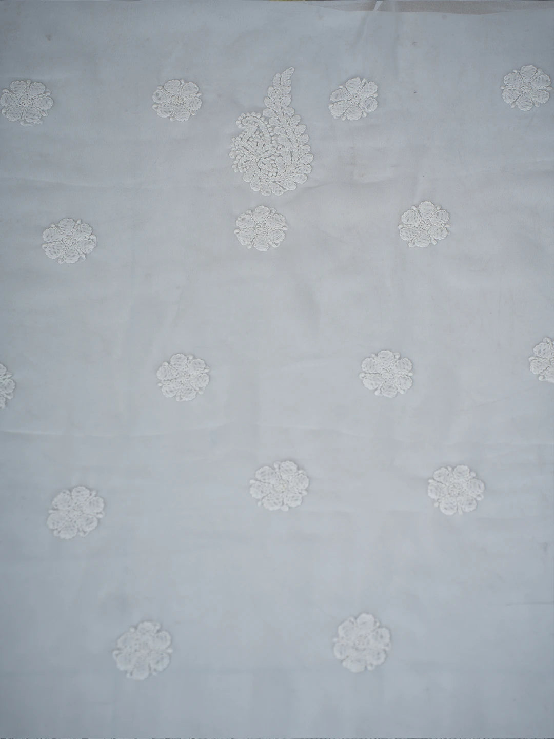 Ada Hand Embroidered White Georgette Lucknowi Chikankari Unstitched Suit Piece A211314
