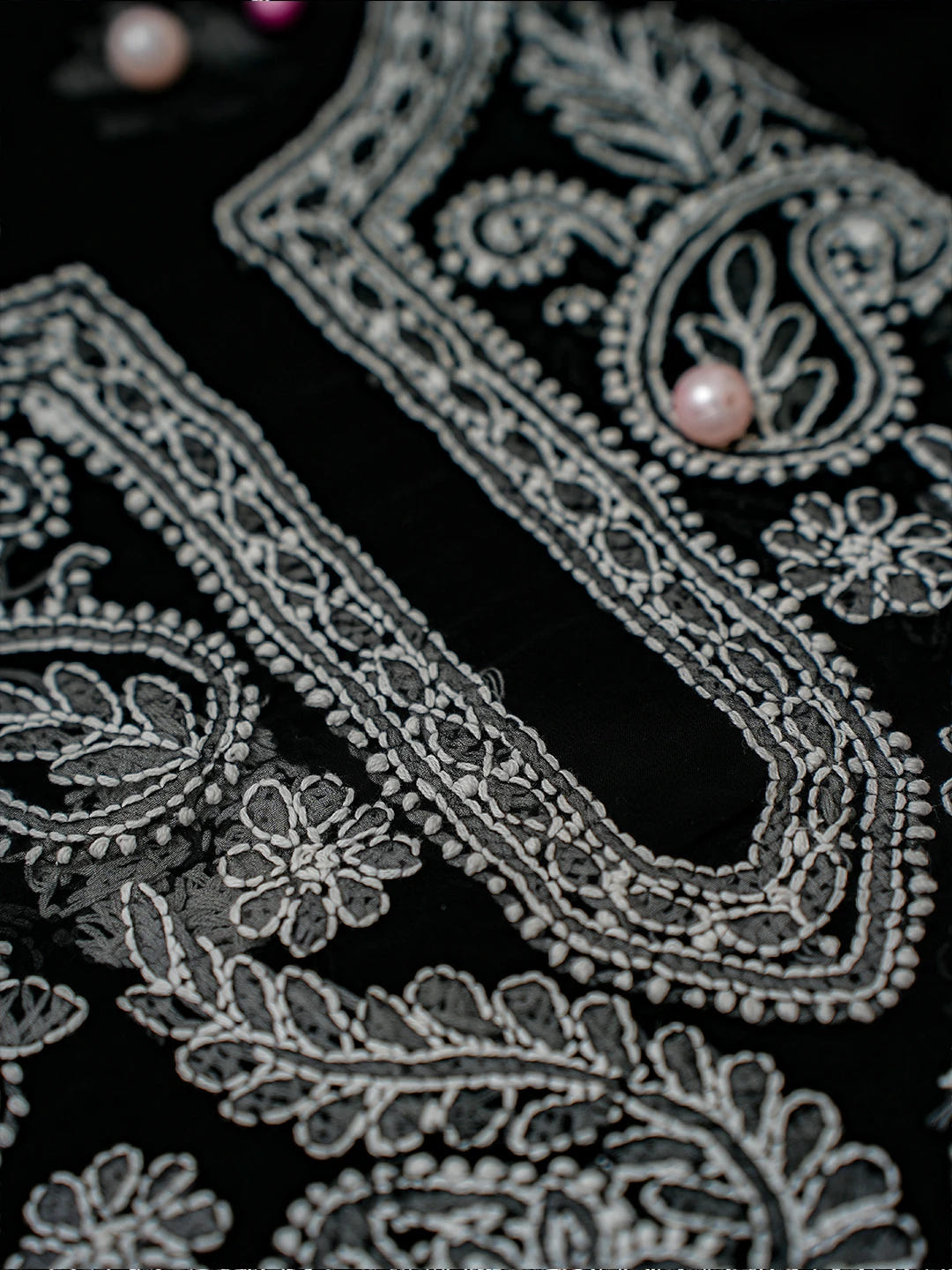 Ada Hand Embroidered Black Georgette Lucknowi Chikankari Unstitched Suit Set A211323
