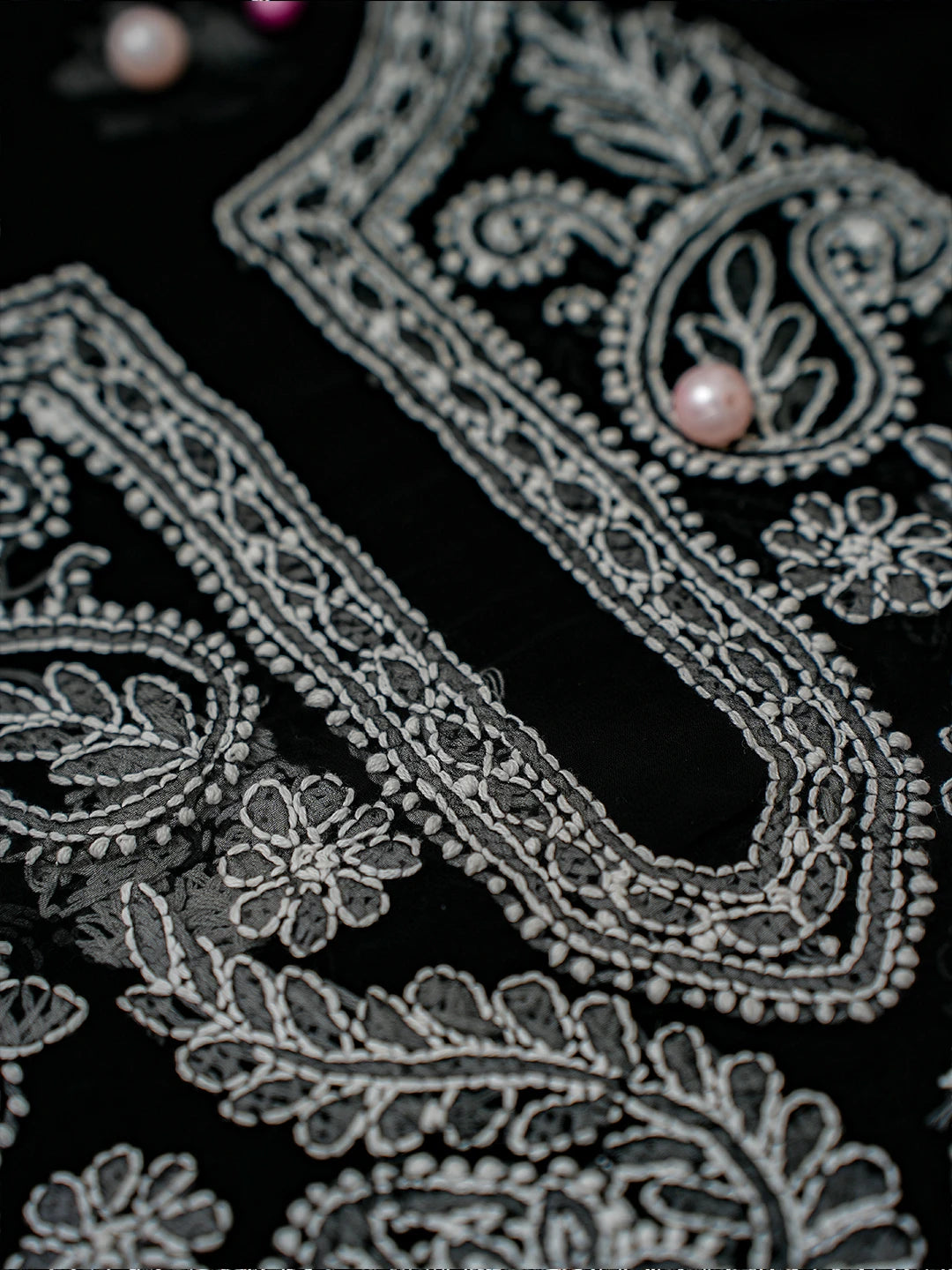 Ada Hand Embroidered Black Georgette Lucknowi Chikankari Unstitched Suit Set A211323