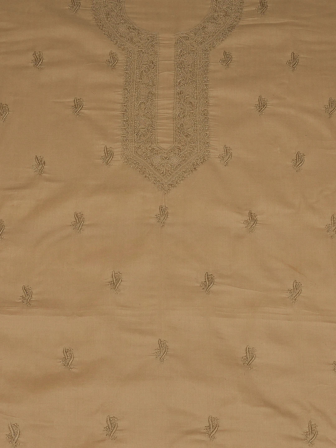 Ada Hand Embroidered Raw Umber Brown  Cotton Lucknowi Chikankari Unstitched Men's Kurta Piece 01A708690
