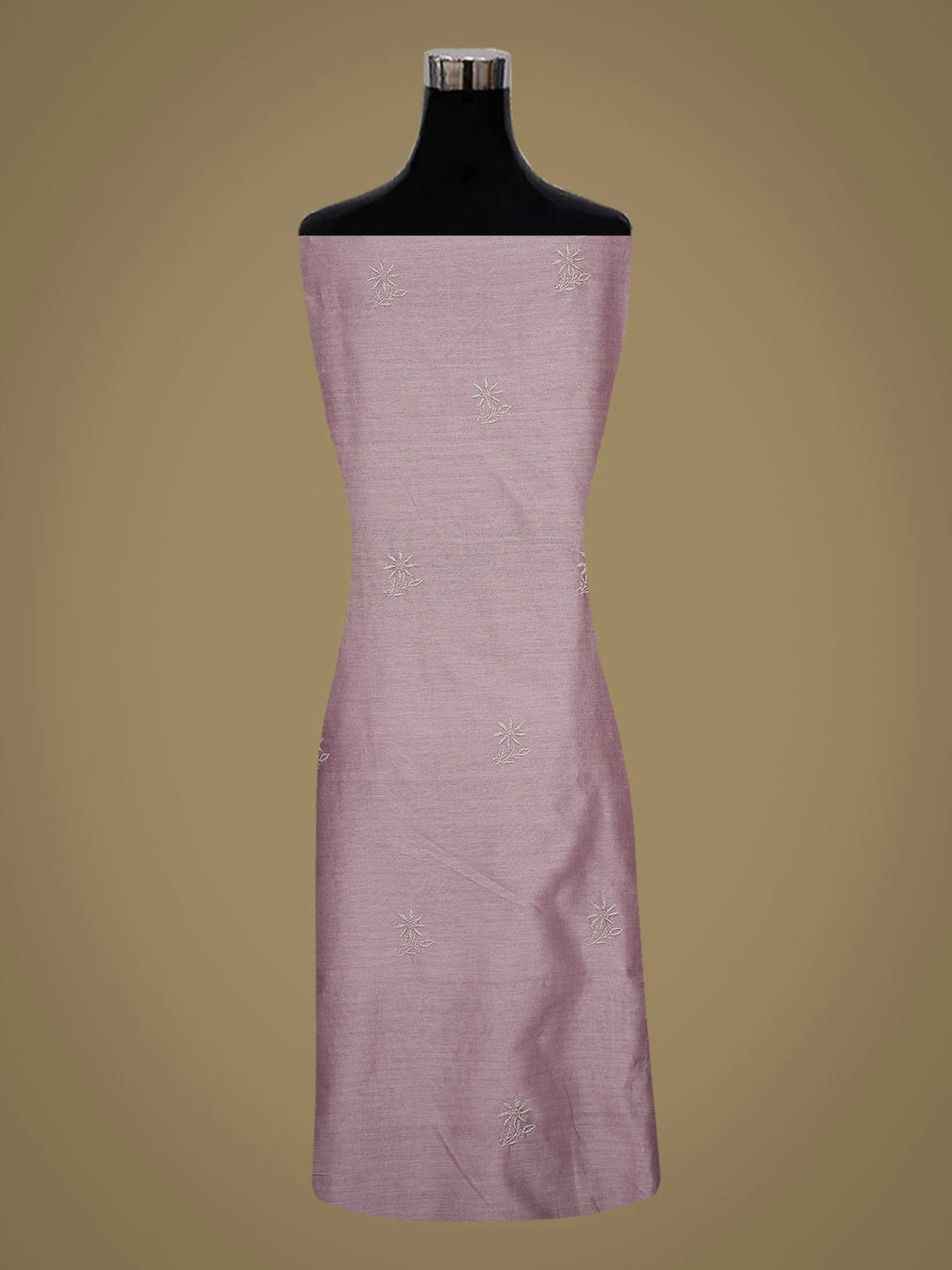 Ada Hand Embroidered Mauve Chanderi Lucknowi Chikankari Unstitched Kurta Dupatta Set 01A729294