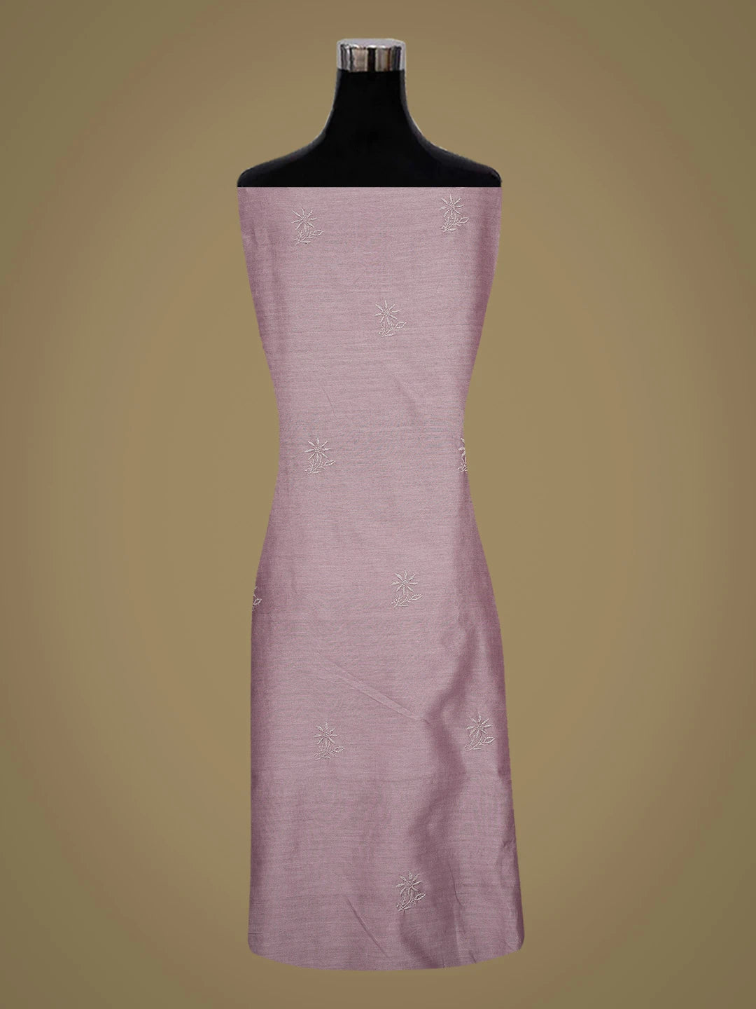 Ada Hand Embroidered Mauve Chanderi Lucknowi Chikankari Unstitched Kurta Dupatta Set 01A729294