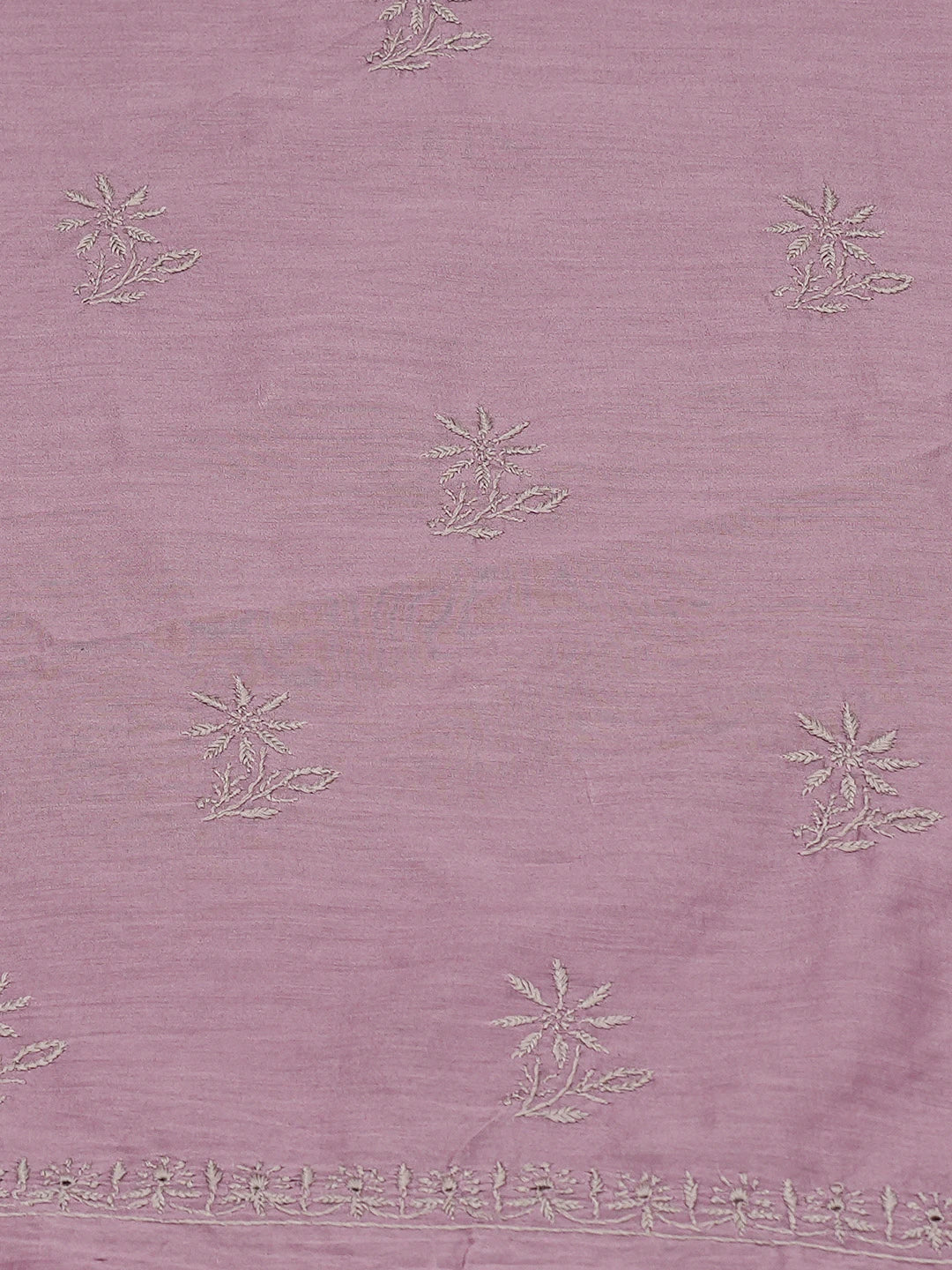 Ada Hand Embroidered Mauve Chanderi Lucknowi Chikankari Unstitched Kurta Dupatta Set 01A729294