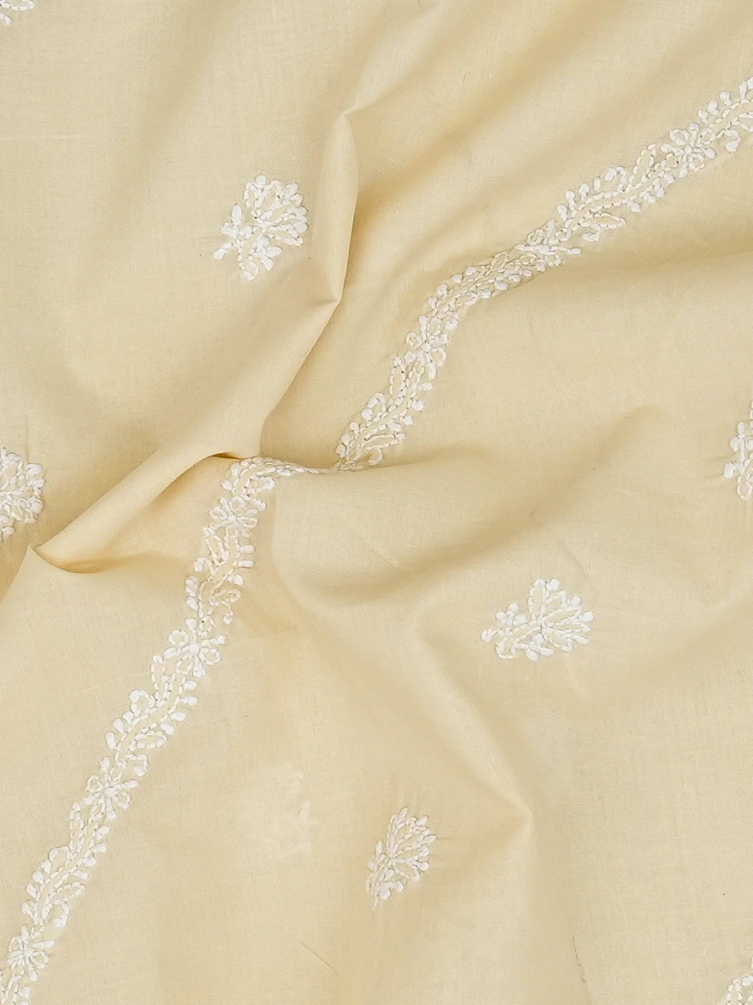 Ada Hand Embroidered Beige Cotton Lucknowi Chikankari Unstitched Men's Kurta Piece 01A706146